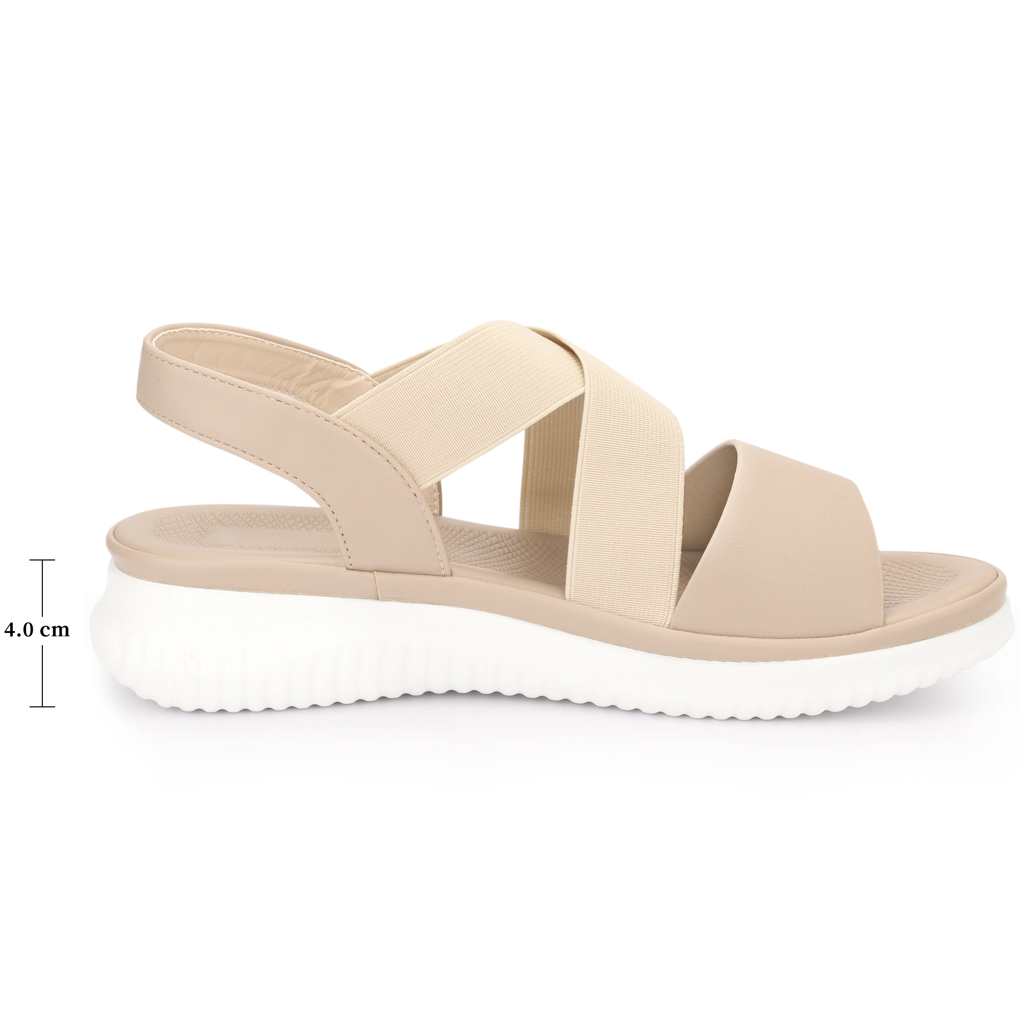 BLISSFUL STEP Women Open Toe Elastic Ankle Strap Cross-Strap Flat Sandals