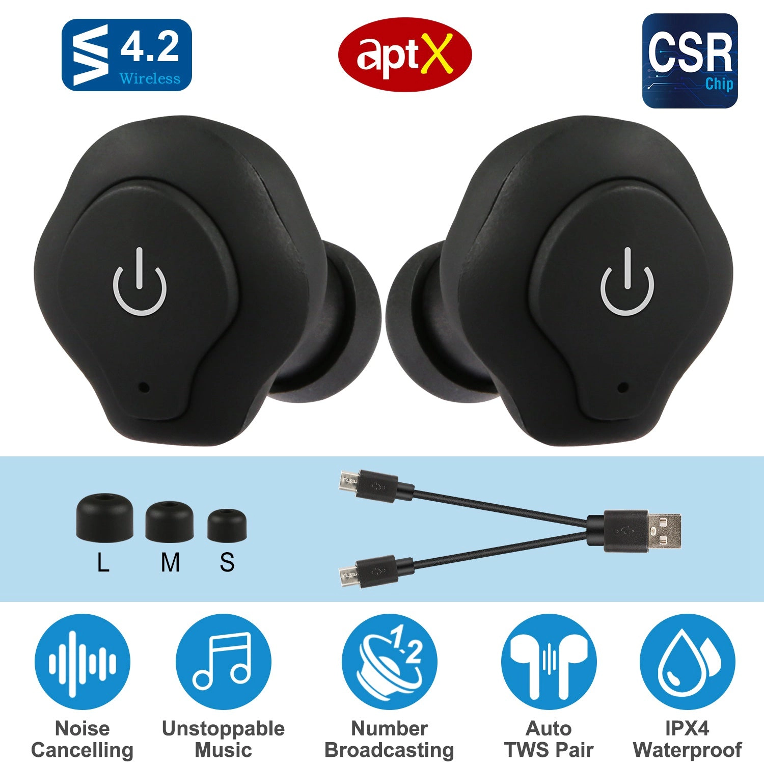 GBruno Wireless Stereo Earbuds With Microphone