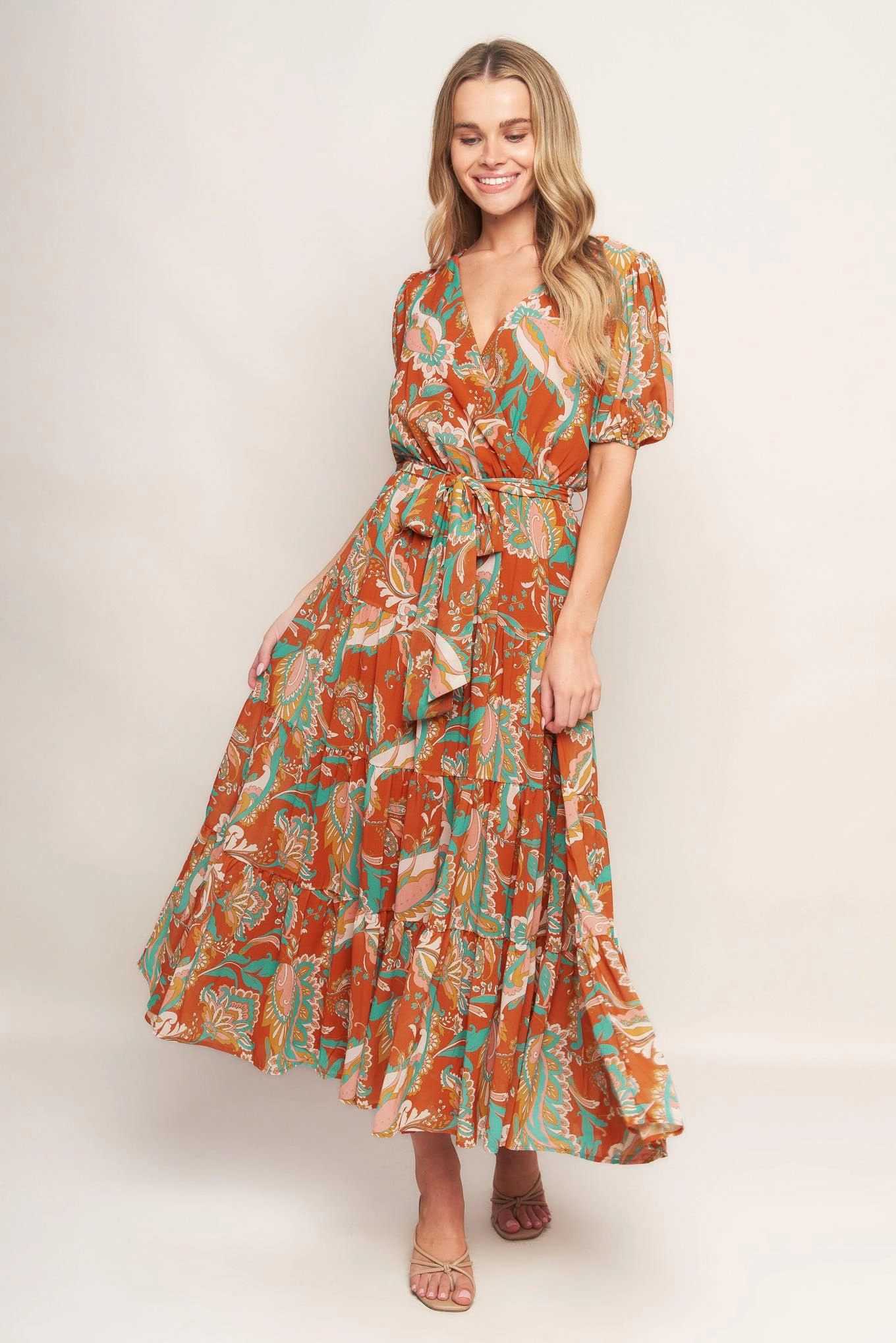 TRUEDAMES Women Can'T Live Without Rust Woven Midi Dress