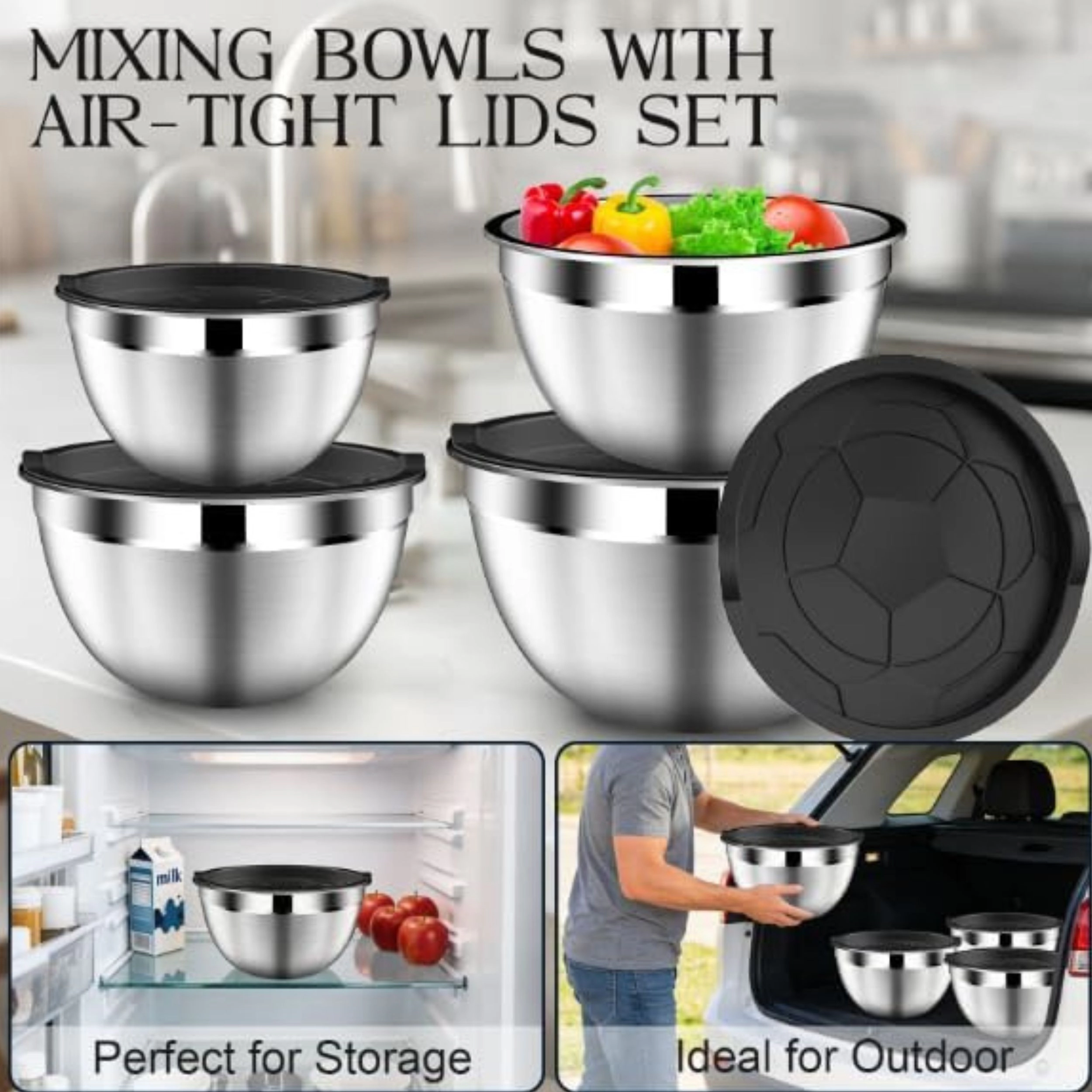 Stock Preferred Stainless Steel Mixing Bowls with Lids Colander and Strainer Set
