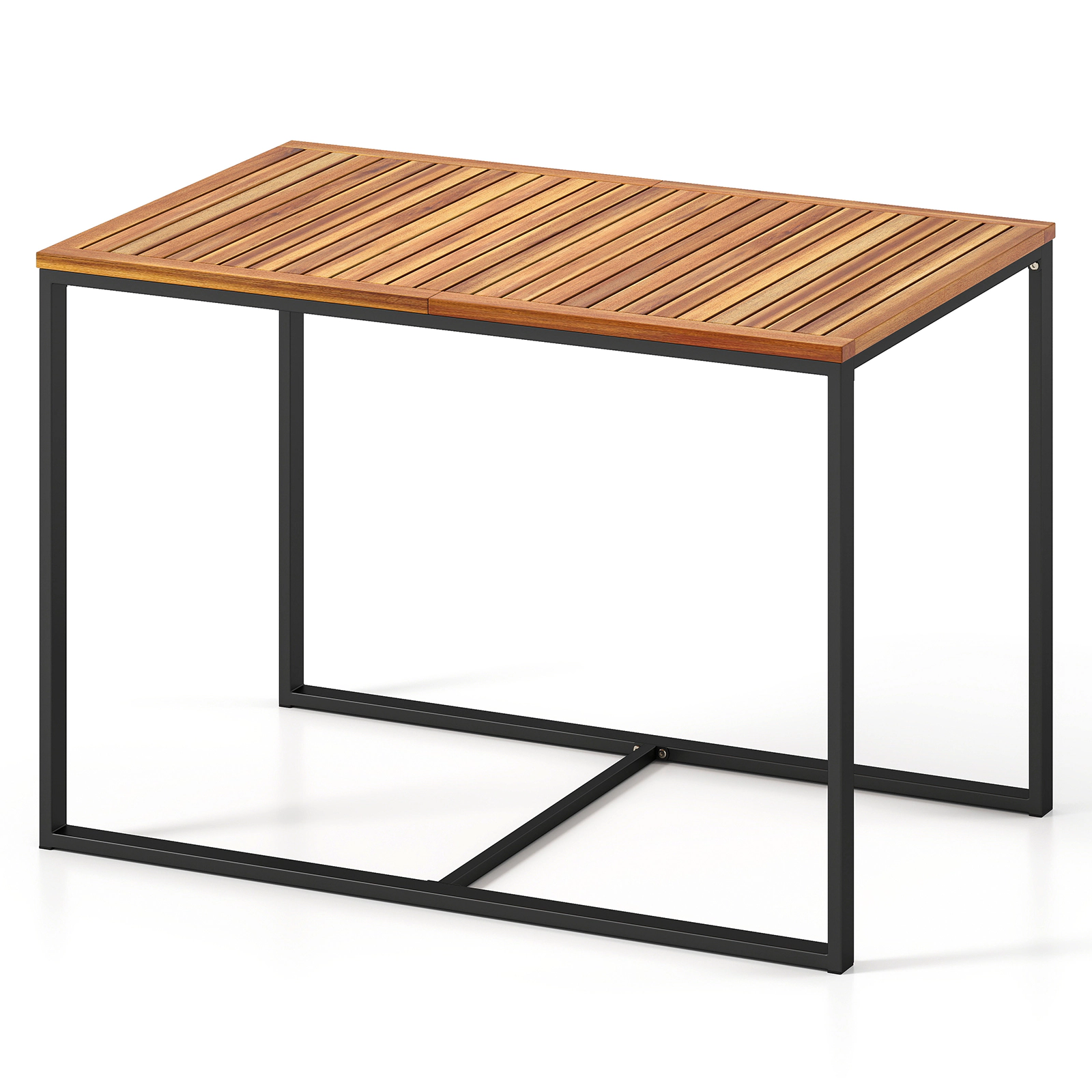 LJG Acacia Wood Patio Dining Table with Metal Frame