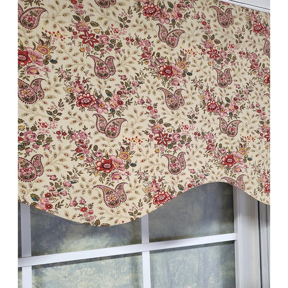 RLF Home Loulia Provance 3" Rod Pocket Lining Luxurious and Elegant Window Treatment Valance 50" x 15" Cream