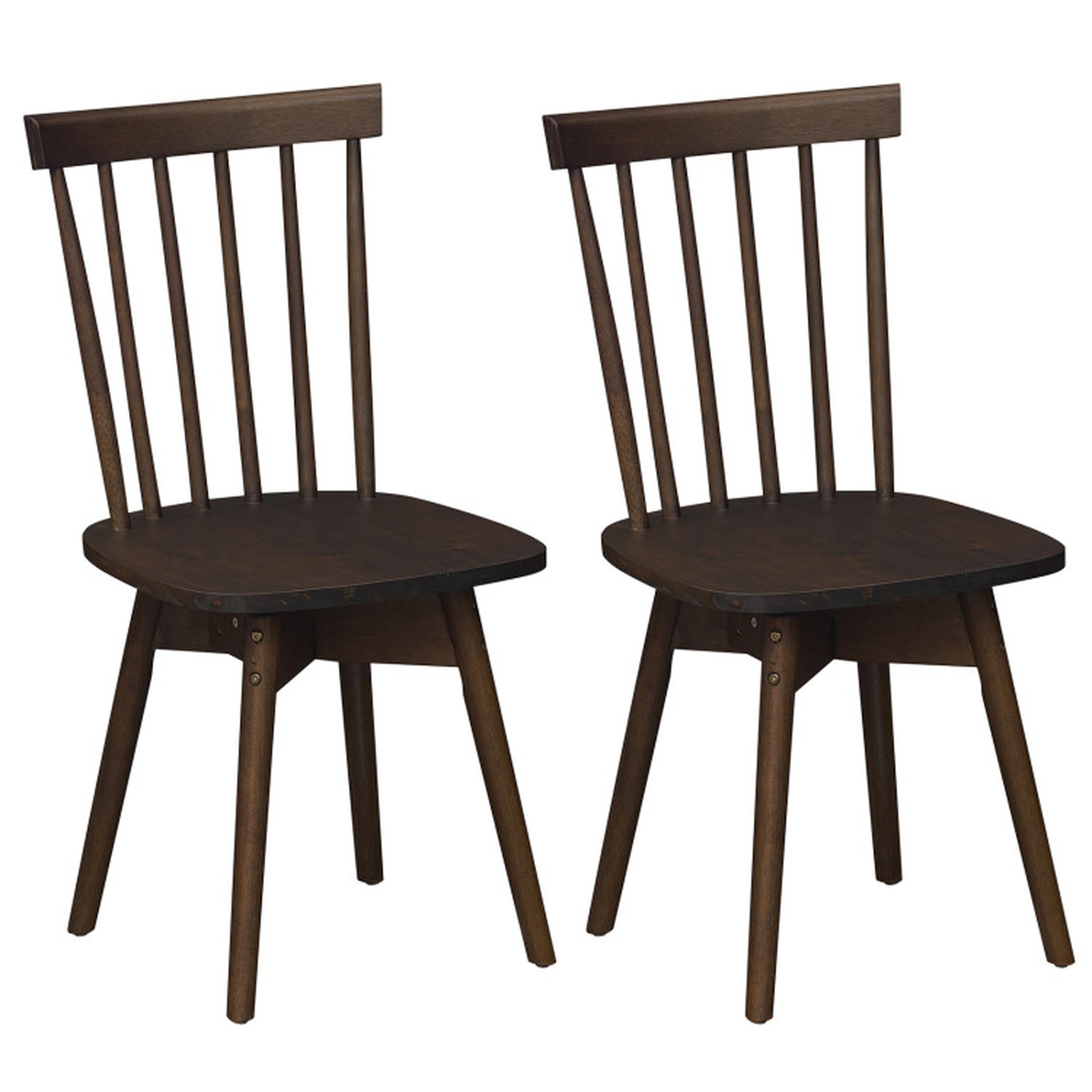 SUGIFT Wide Swivel Seat Rubber Wood Windsor Dining Chairs Set of 2 330-lb Capacity 35-in Tall Natural/Walnut