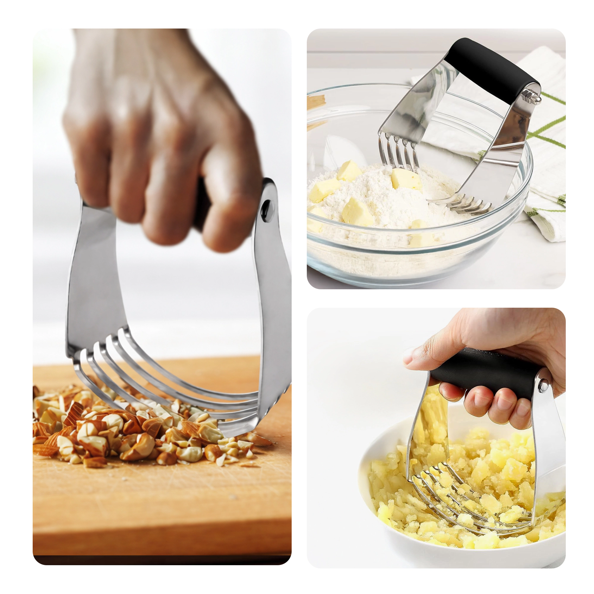 Cheer Collection Stainless Steel Dough Blender with 5 Blades and Soft Non-Slip Grip Handle