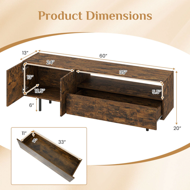 Hivvago Tv Stand For Tvs Up To 70" With Storage Cabinet And Raised Metal Legs