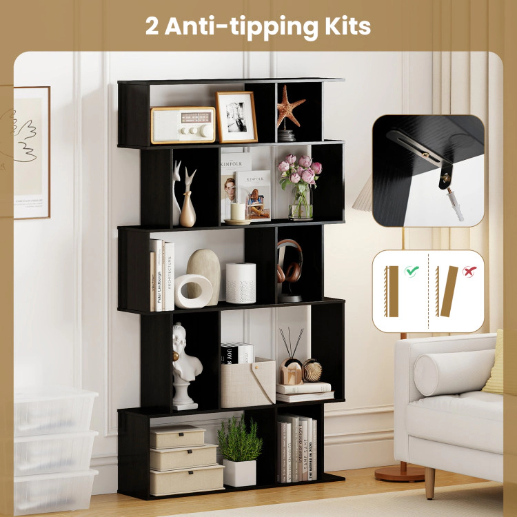 Hivvago Geometric Bookshelf 5-Tier Bookcase with Open Shelves and Closed-back Cubes