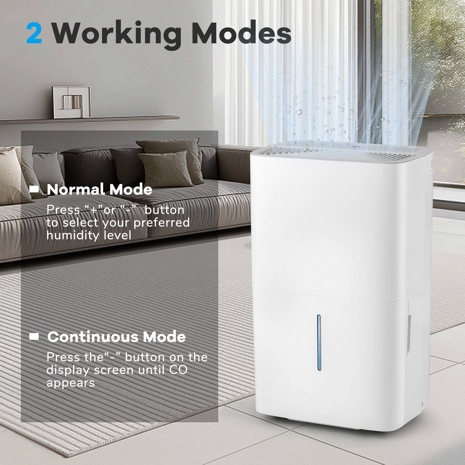 SlickBlue Portable White 150 Pint Dehumidifier with Smart Touch Control