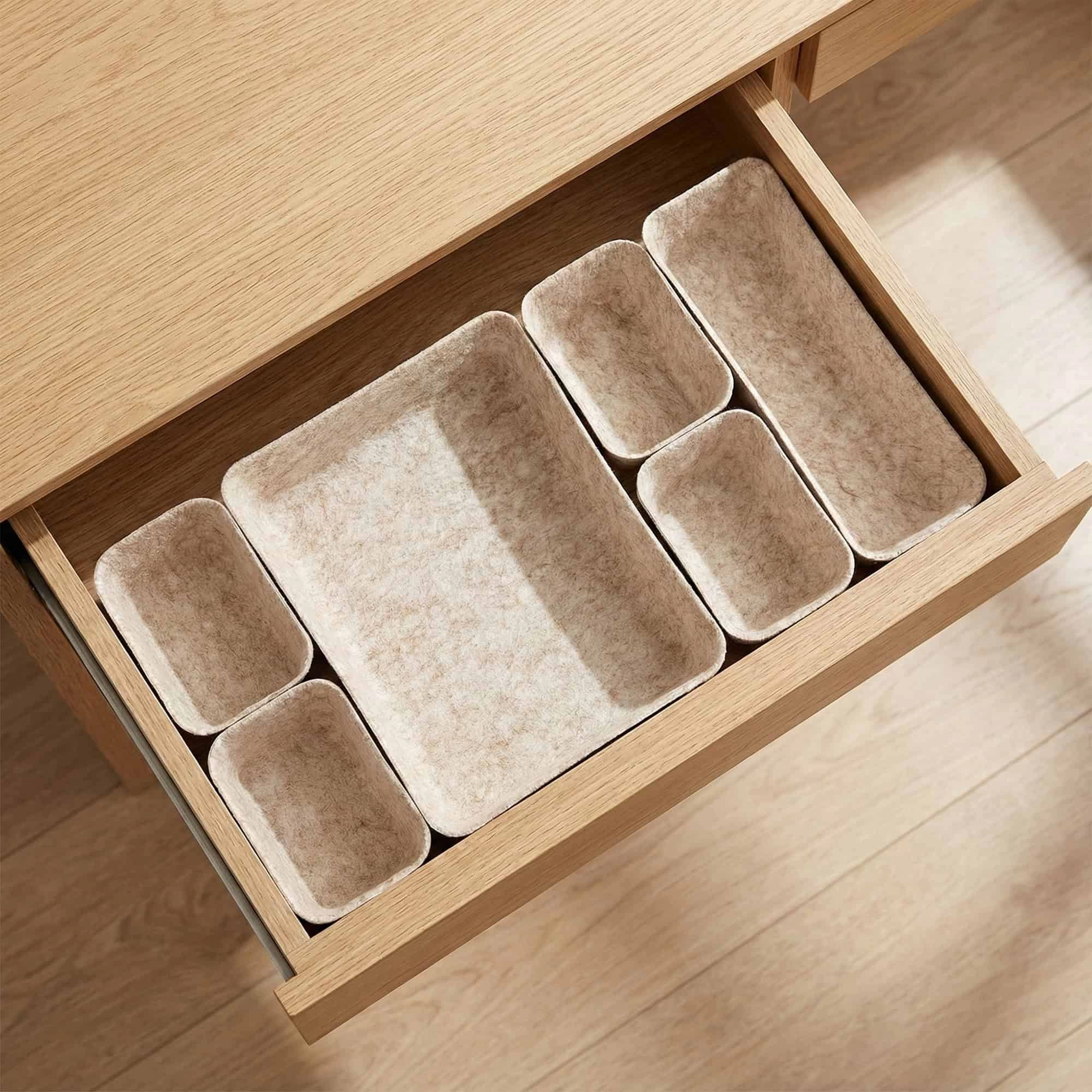 Evideco French Home Goods 7-Piece Felt Drawer Organizer Set - Neutral Matte