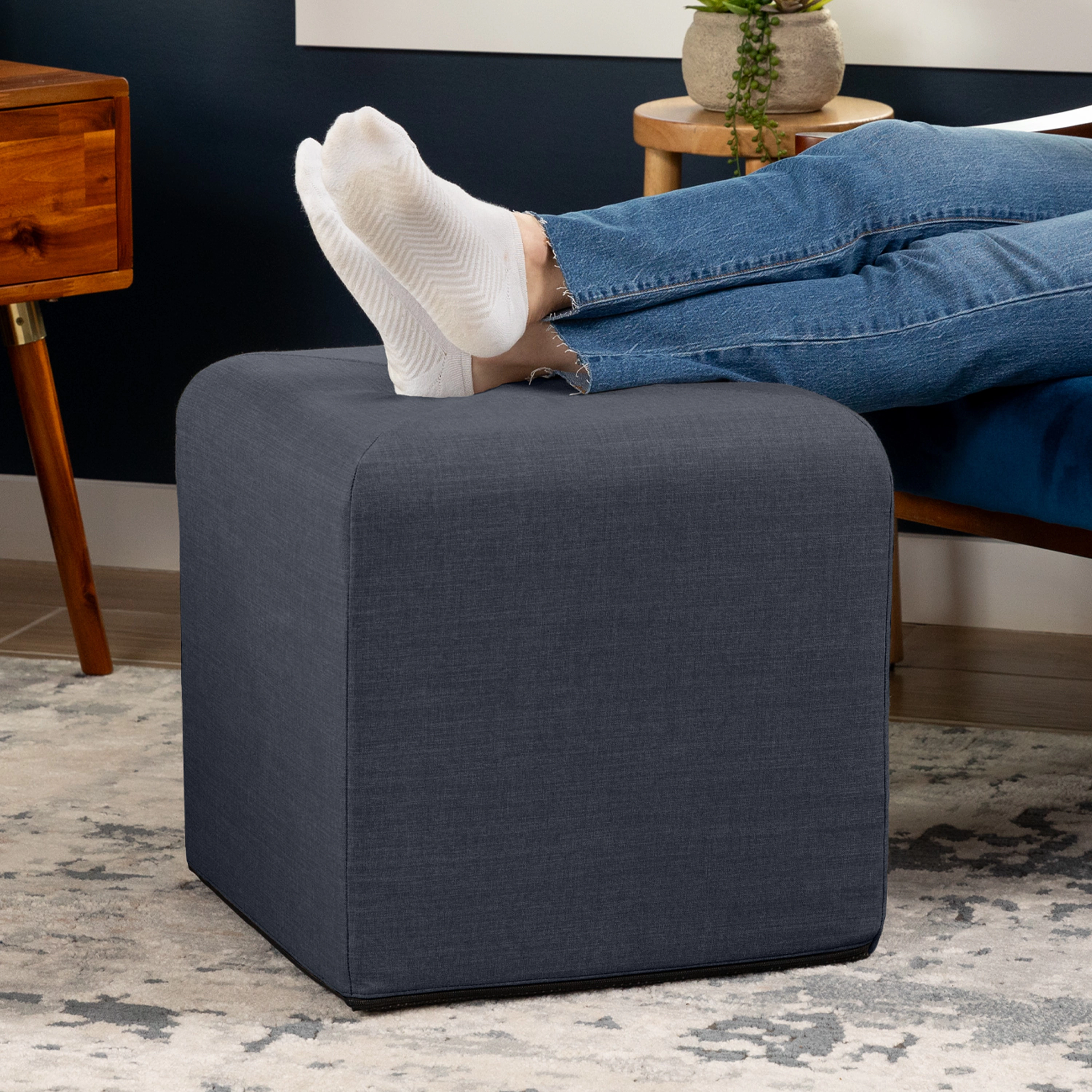 Jaxx Monroe Square Foam Ottoman with Stain Resistant Performance Fabric