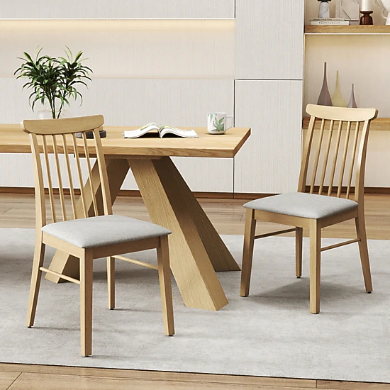 LJG Dining Chairs Set of 2 Fabric Upholstered Kitchen Armless Chairs ...