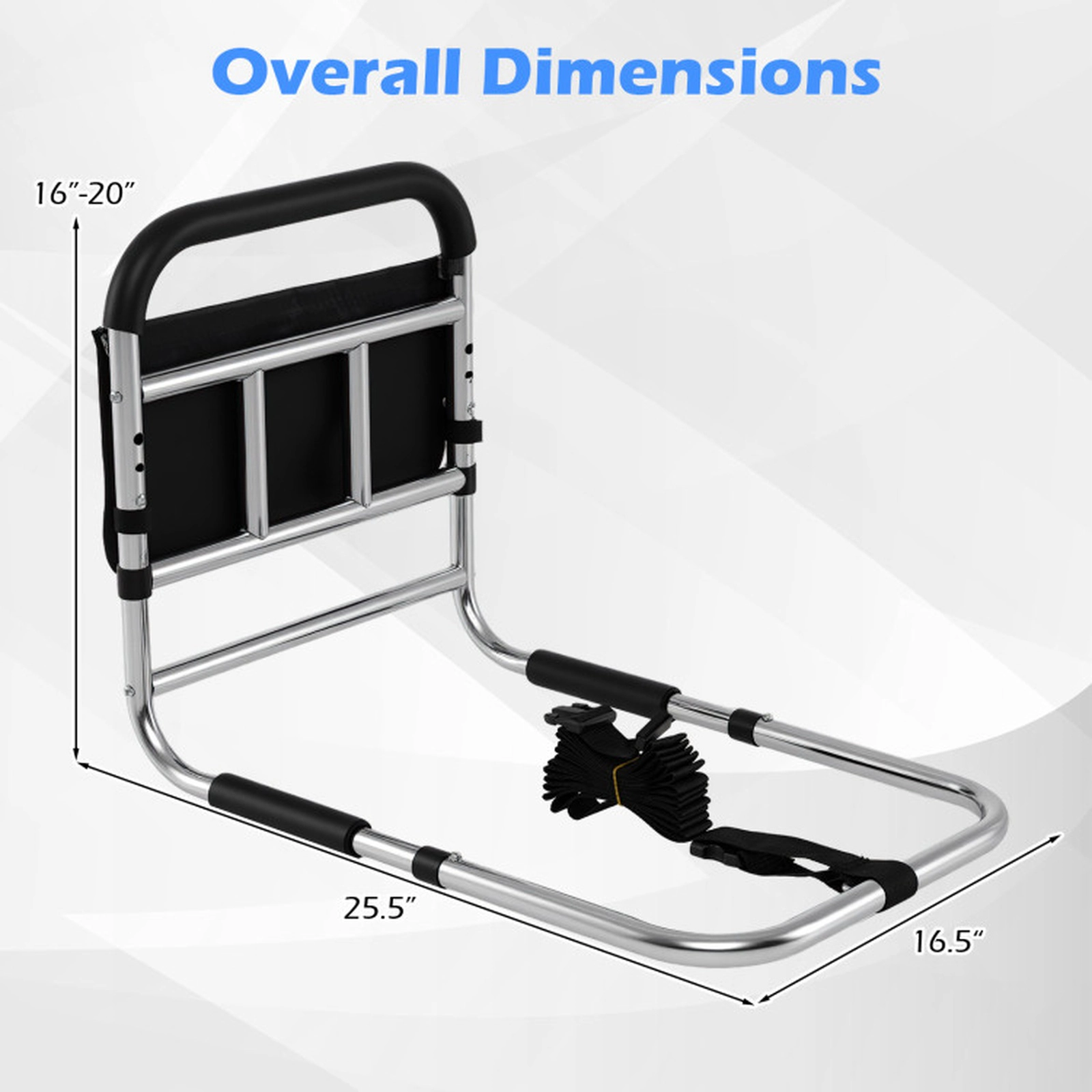 SUGIFT 220-lb Capacity 5-Level Height Adjustable Bed Rails for Elderly Adults with Padded Handrail