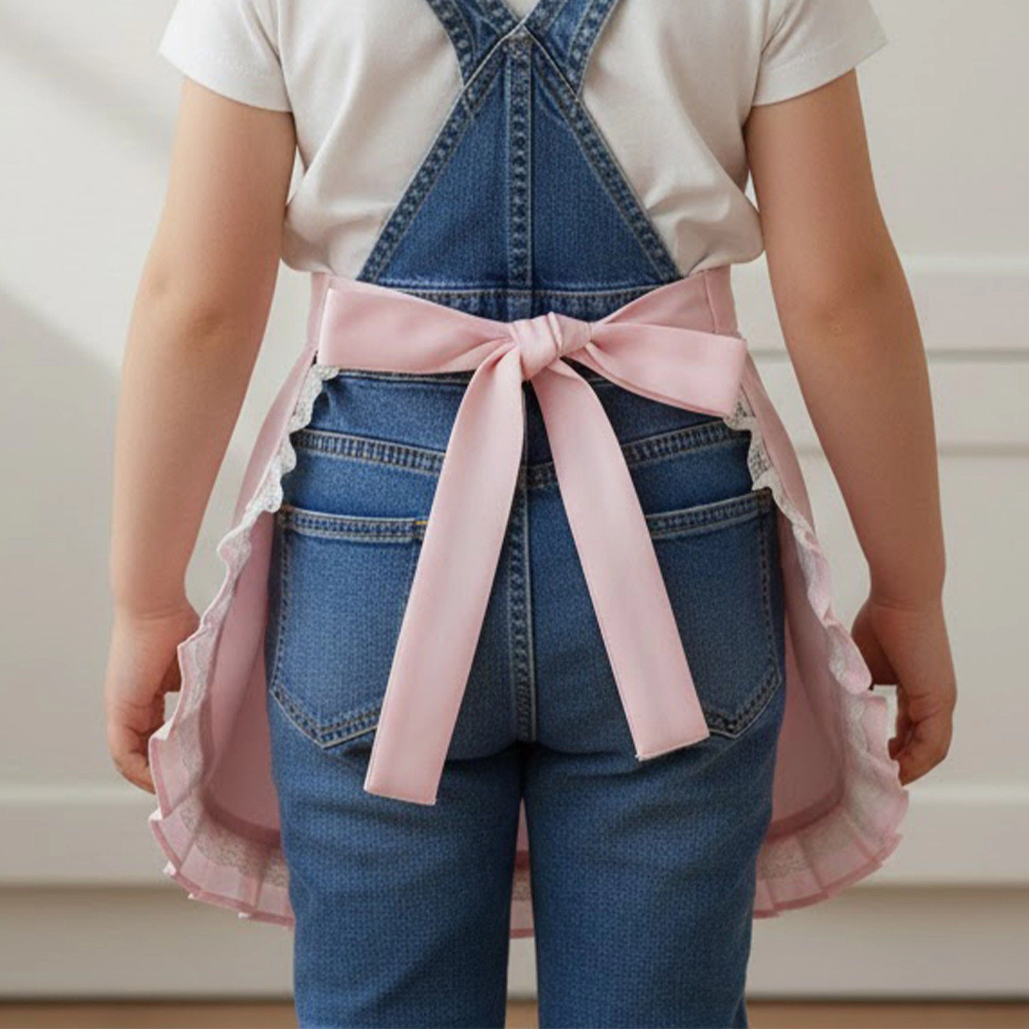 Alilang Unisex Decorative Waist Apron with Ruffle Trim Heart Pocket and Adjustable Ties