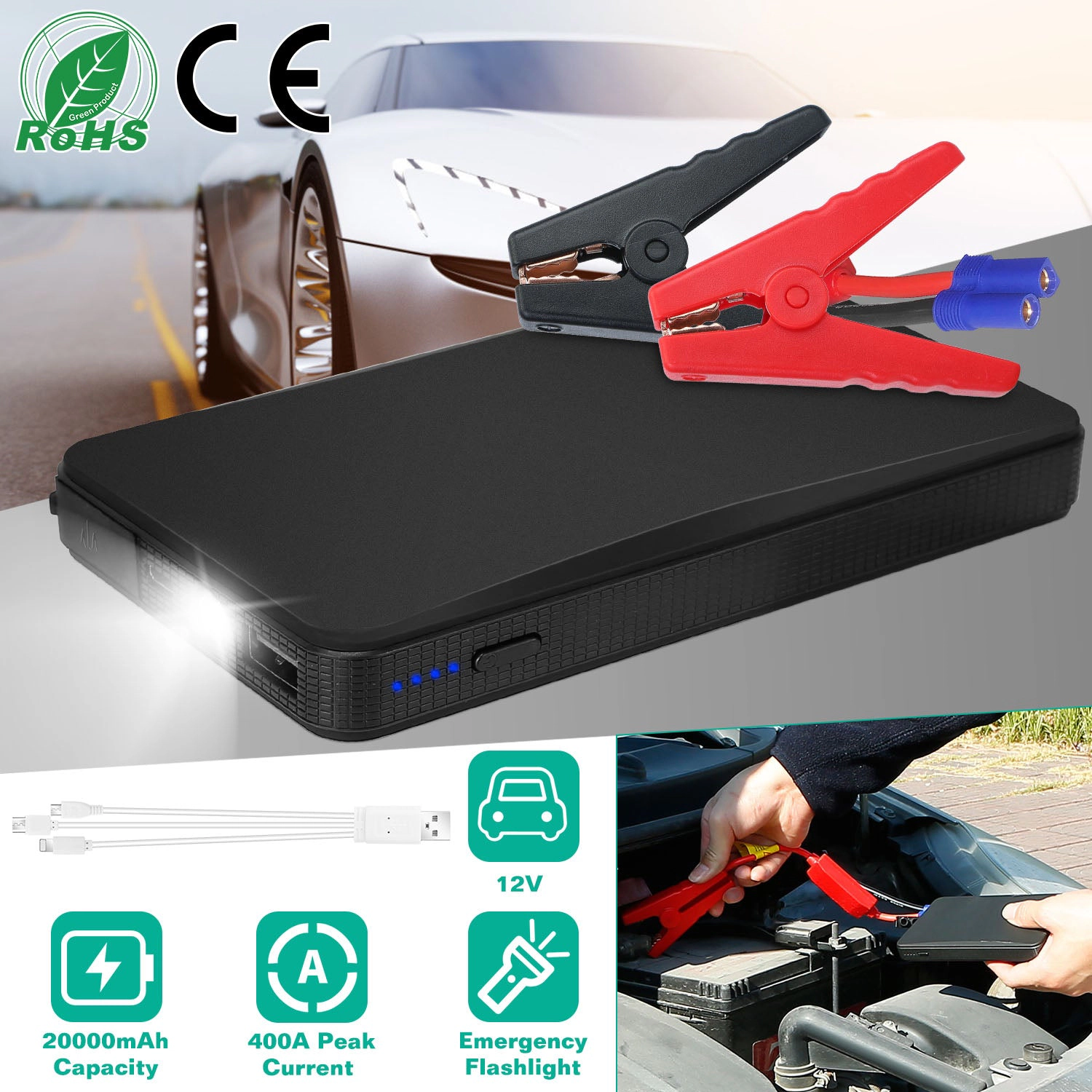 GBruno 400A 20000mAh Car Jump Starter Power Bank