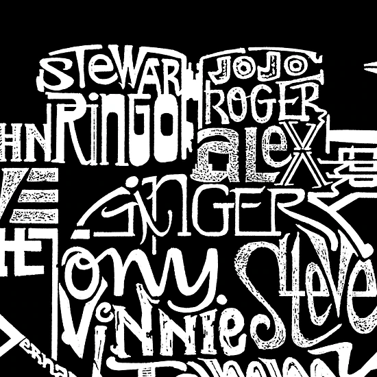LA Pop Art Men's Cotton/Poly Blend Word Art T-Shirt - Drums