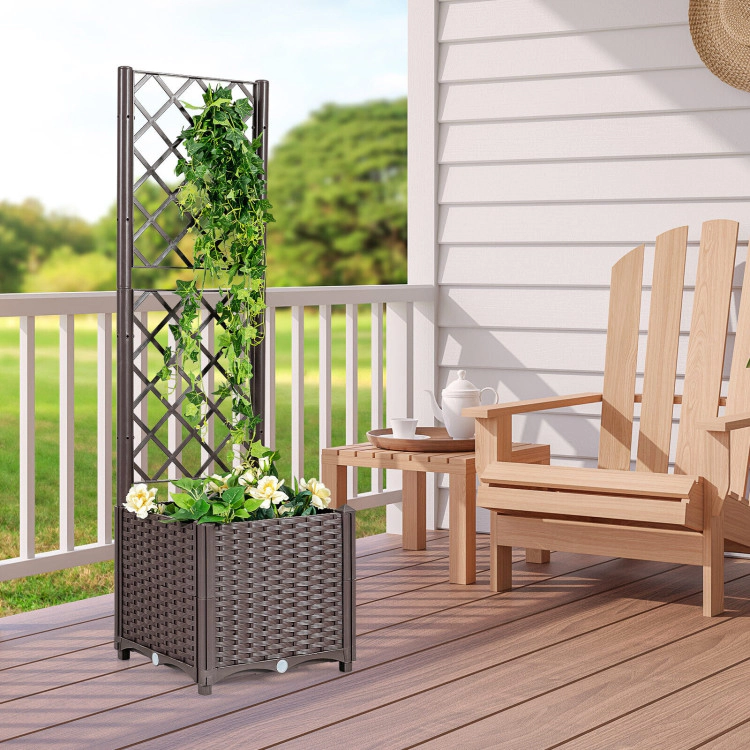 Hivvago Raised Garden Bed with Trellis Planter Box for Climbing Plants