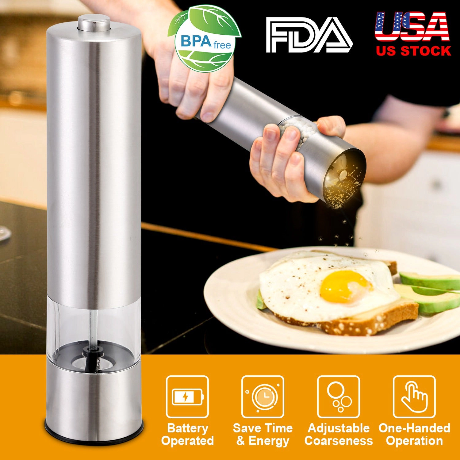 GBruno Electric Salt Pepper Grinder With Light