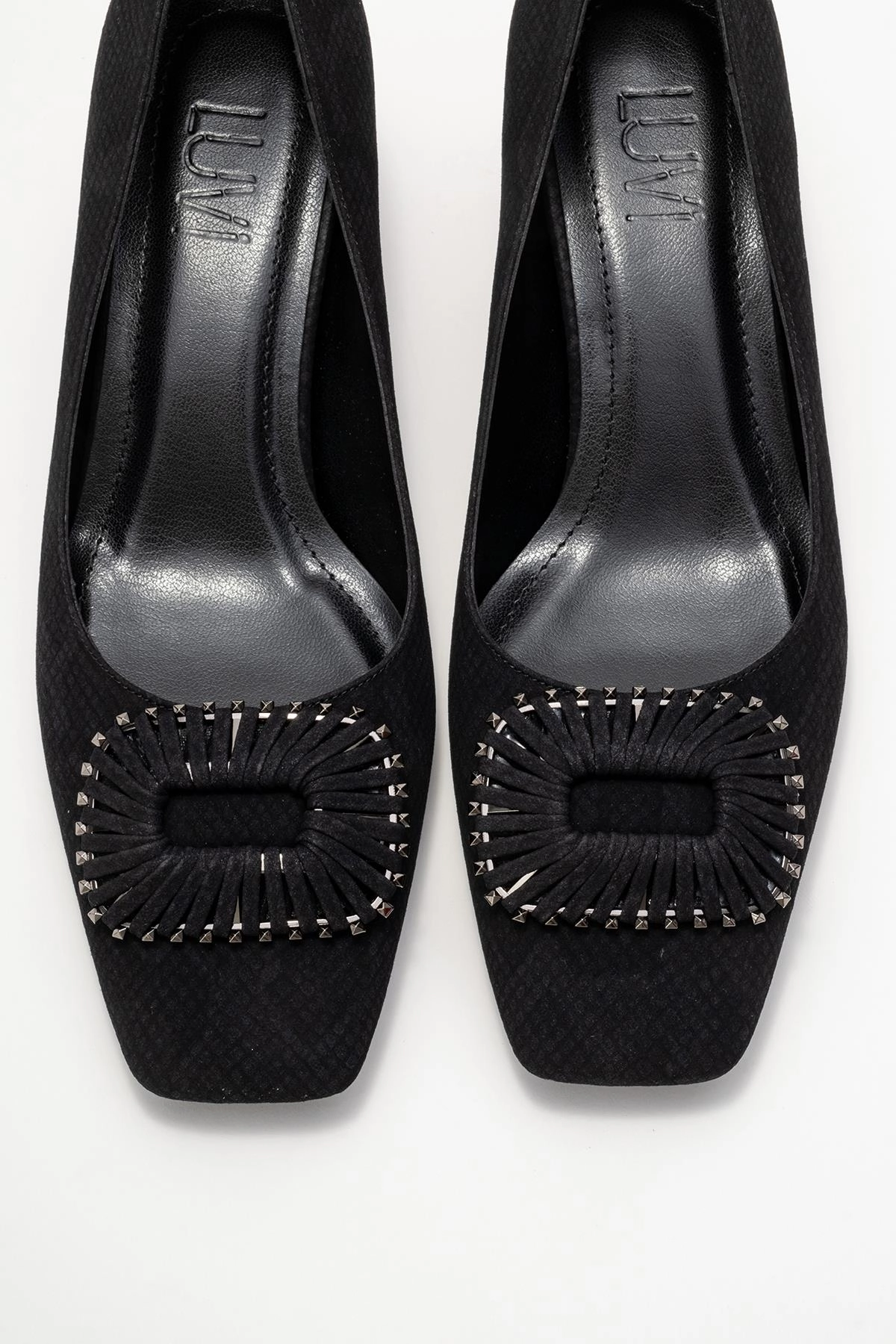 Prologue Shoes Womens Velora Buckle Square Toe Block Heel Pump