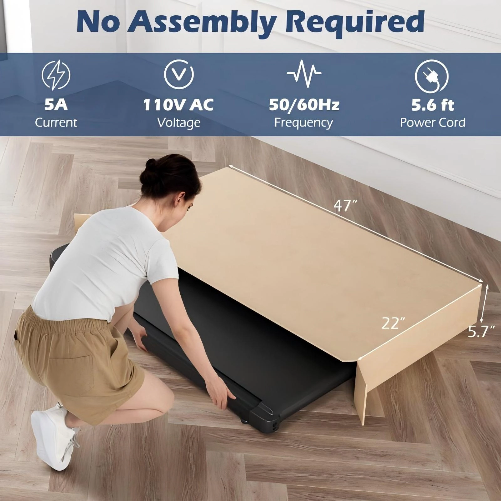 SUGIFT 2.5HP Under Desk Walking Treadmill with Remote Control 220-lb Capacity 3 Countdown Modes Black