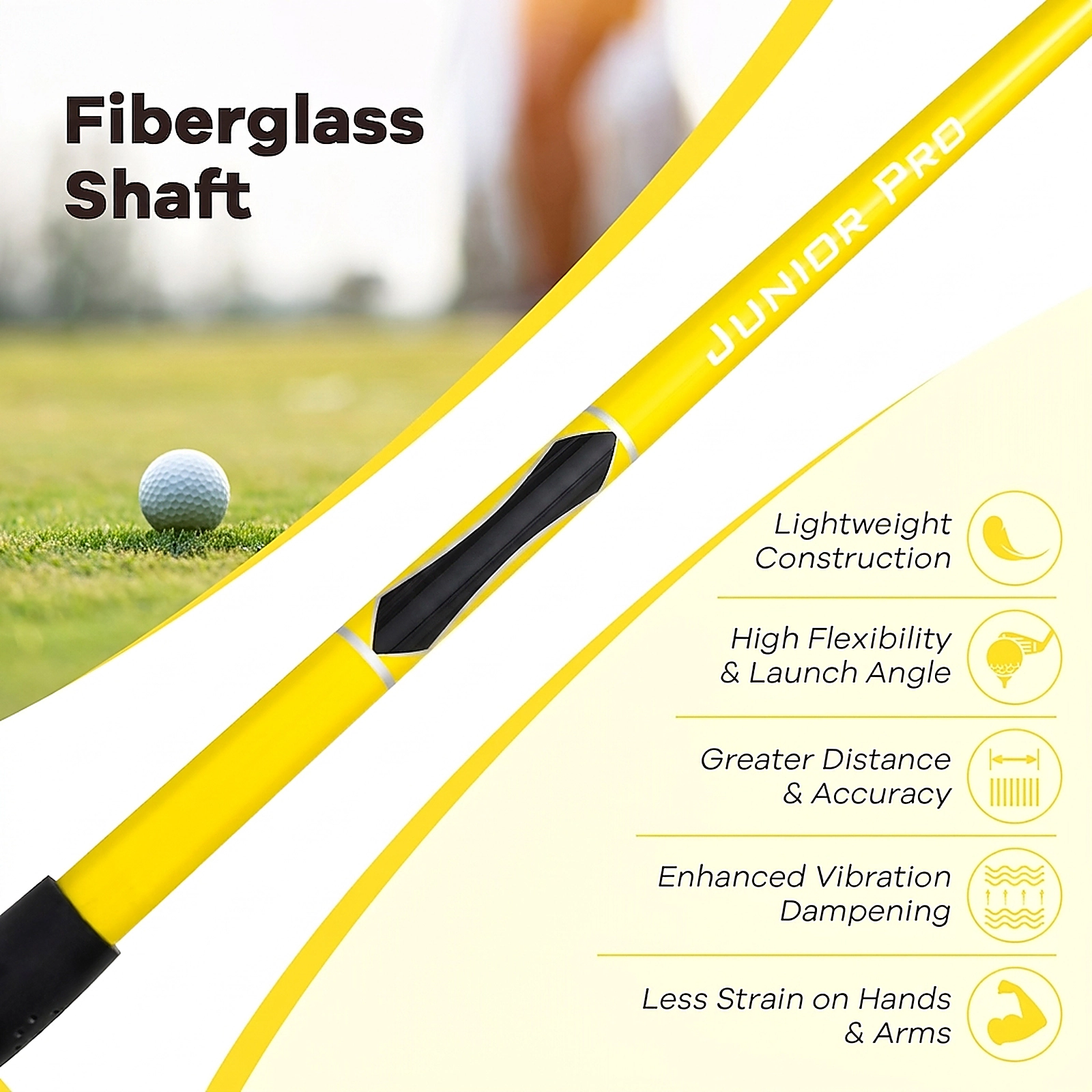 SUGIFT Junior #3 Fairway Wood Golf Club 34-in Length Ages 8-10 Green/Yellow with Headcover