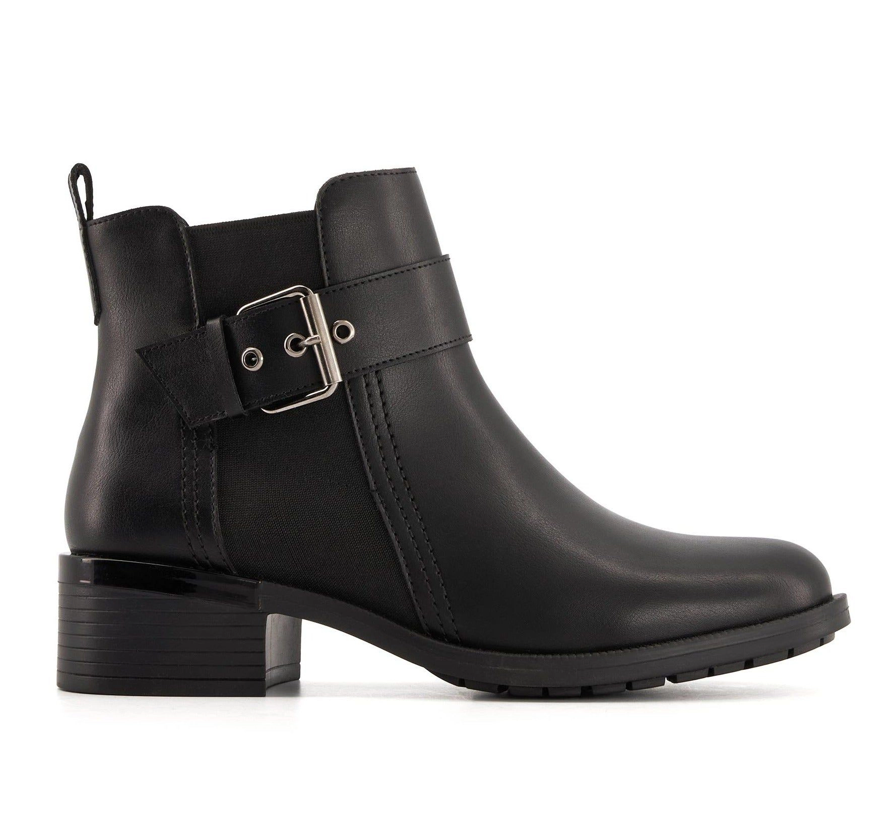 Andrea Leather Booties With Elastic Side And Buckle