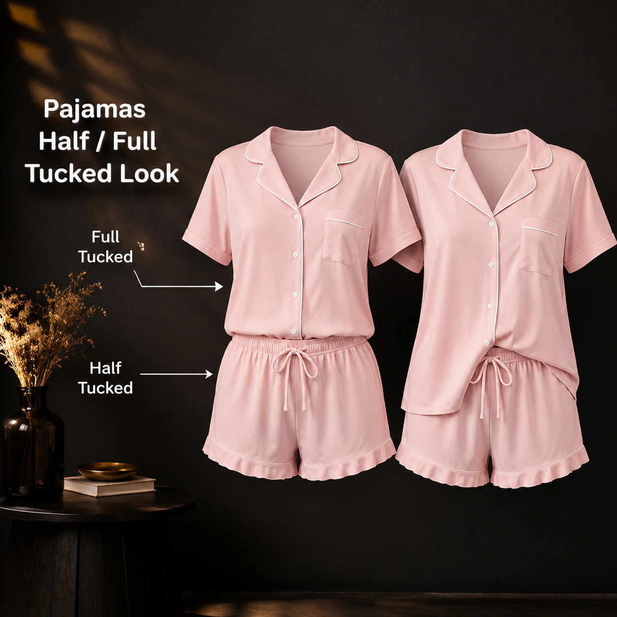WZK Womens 4-Piece Soft Ruffle Cami Top Shorts Loungewear Pajama Set