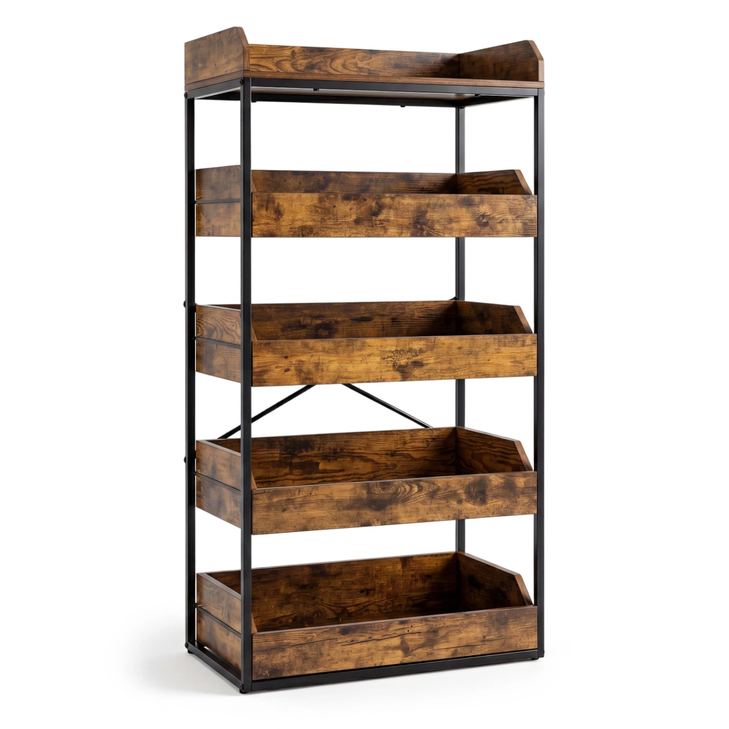 LJG 5-Tier Food Storage Rack with 4 Pull-Out Drawers and Adjustable Feet