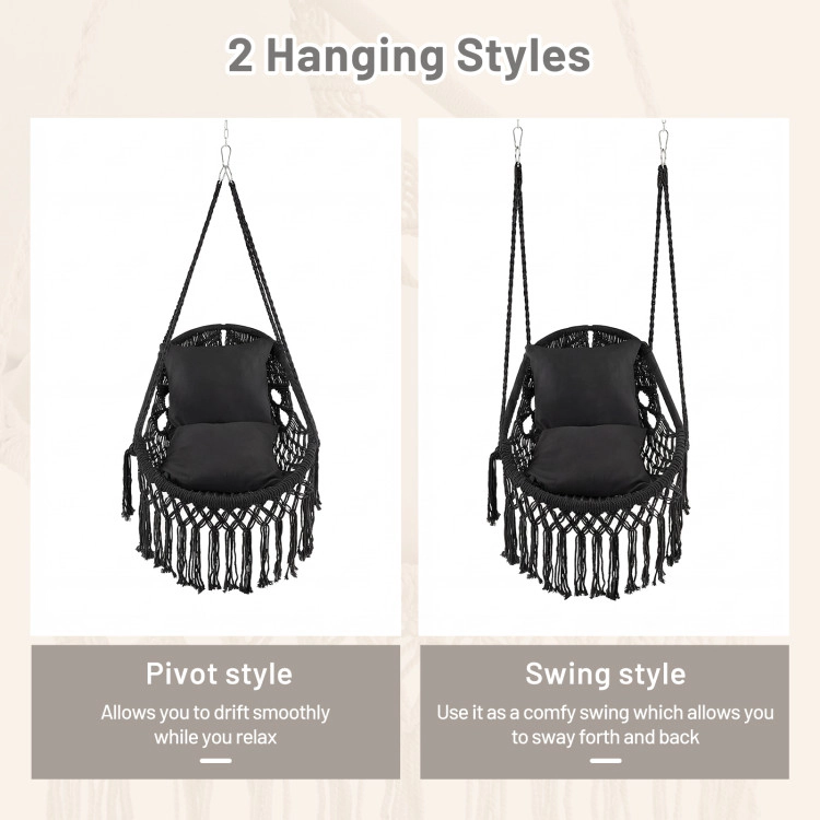 Hivvago Hanging Hammock Chair With Soft Seat Cushions And Sturdy Rope Chain