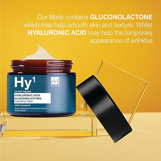 Dr Botanicals Hyaluronic Acid 1% & Gluconolactone Mask 60ml - Deep Hydration for Dry, Mature Skin