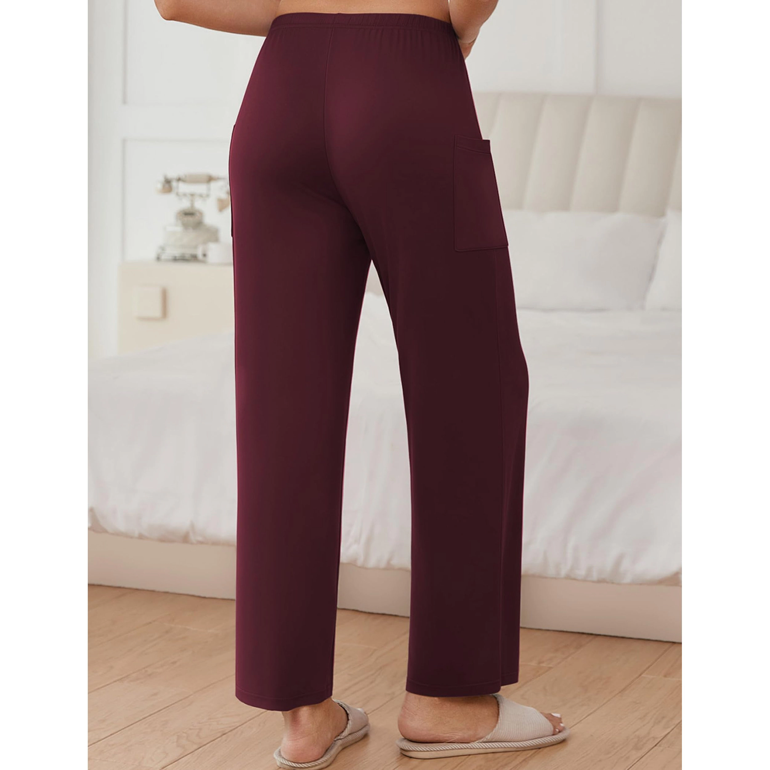 Ekouaer Pajama Pants Comfy Sleep Bottoms Casual Stretch Wide Leg Lounge with Pockets