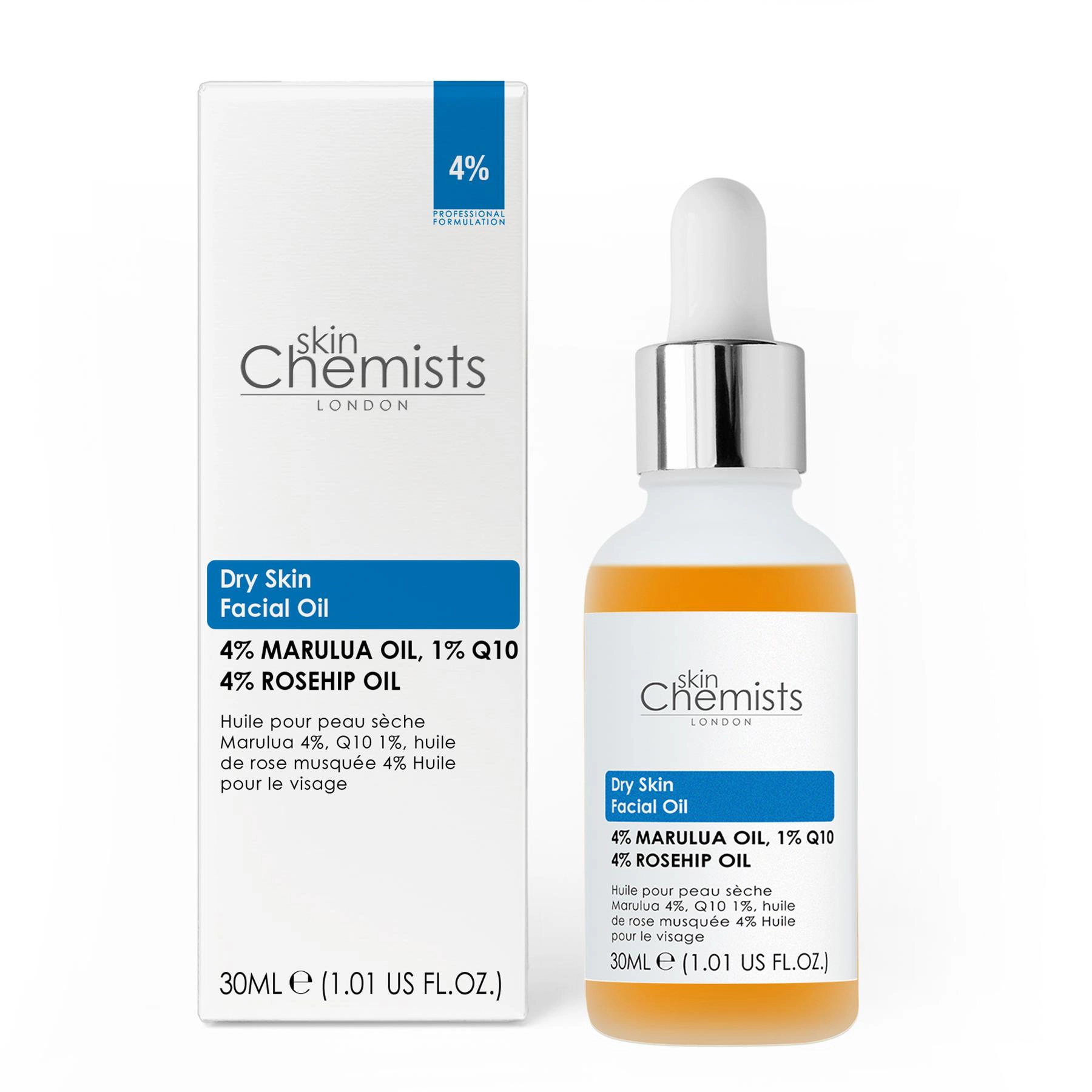 skinChemists AHSC Nourishing Anti-Aging Facial Serum 30ml - Marula 4% Q10 1% Rosehip 4% - for Dry Skin
