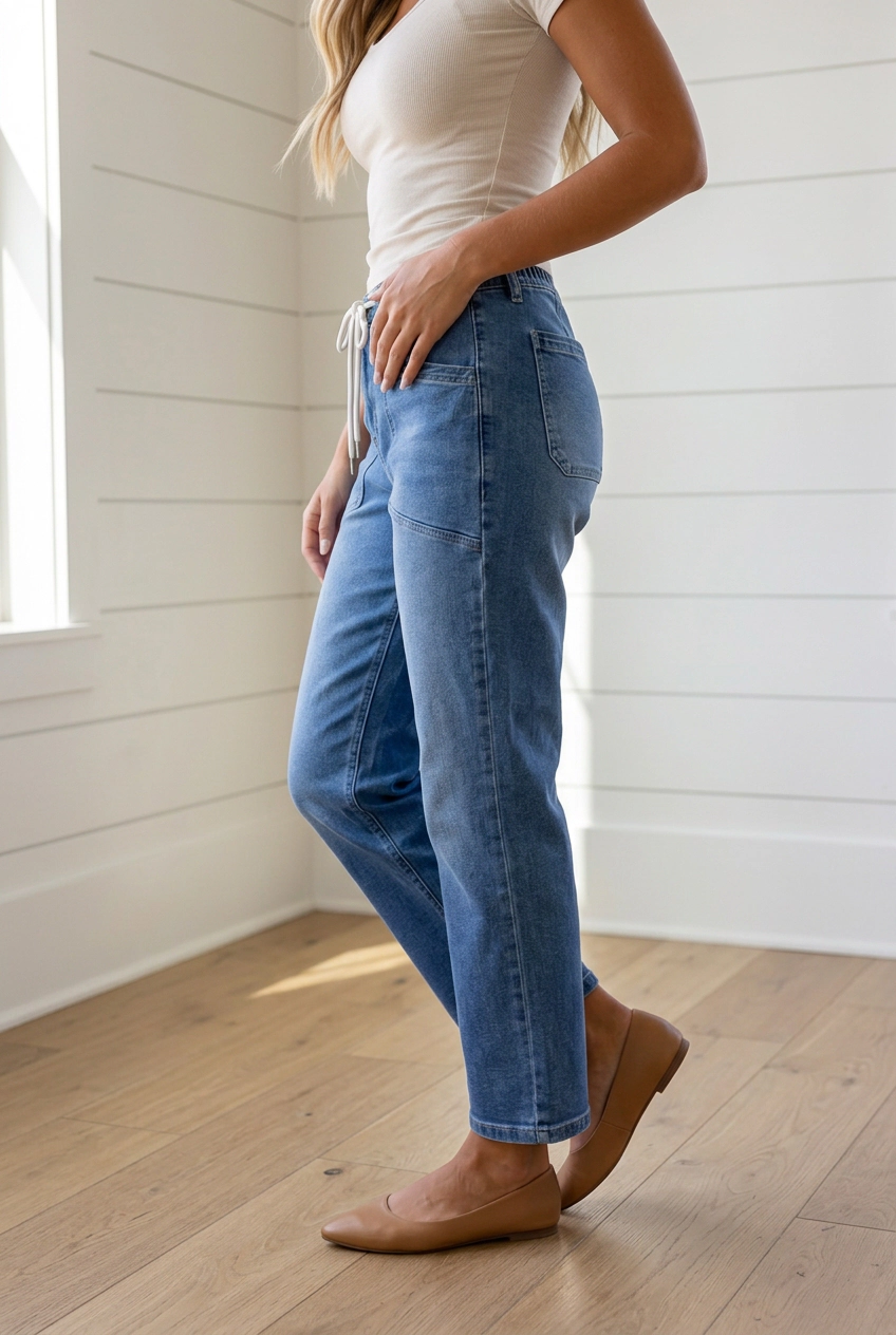Threaded Pear Women's Mylah Length Casual Jeans