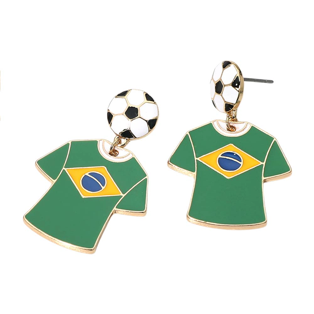 FASHNZFAB Brazil Soccer Jersey Drop Earrings
