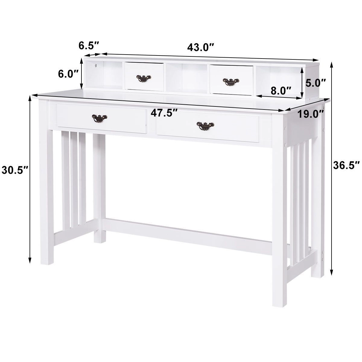 SlickBlue 47.5" Home Office Desk with Drawers and Floating Organizer