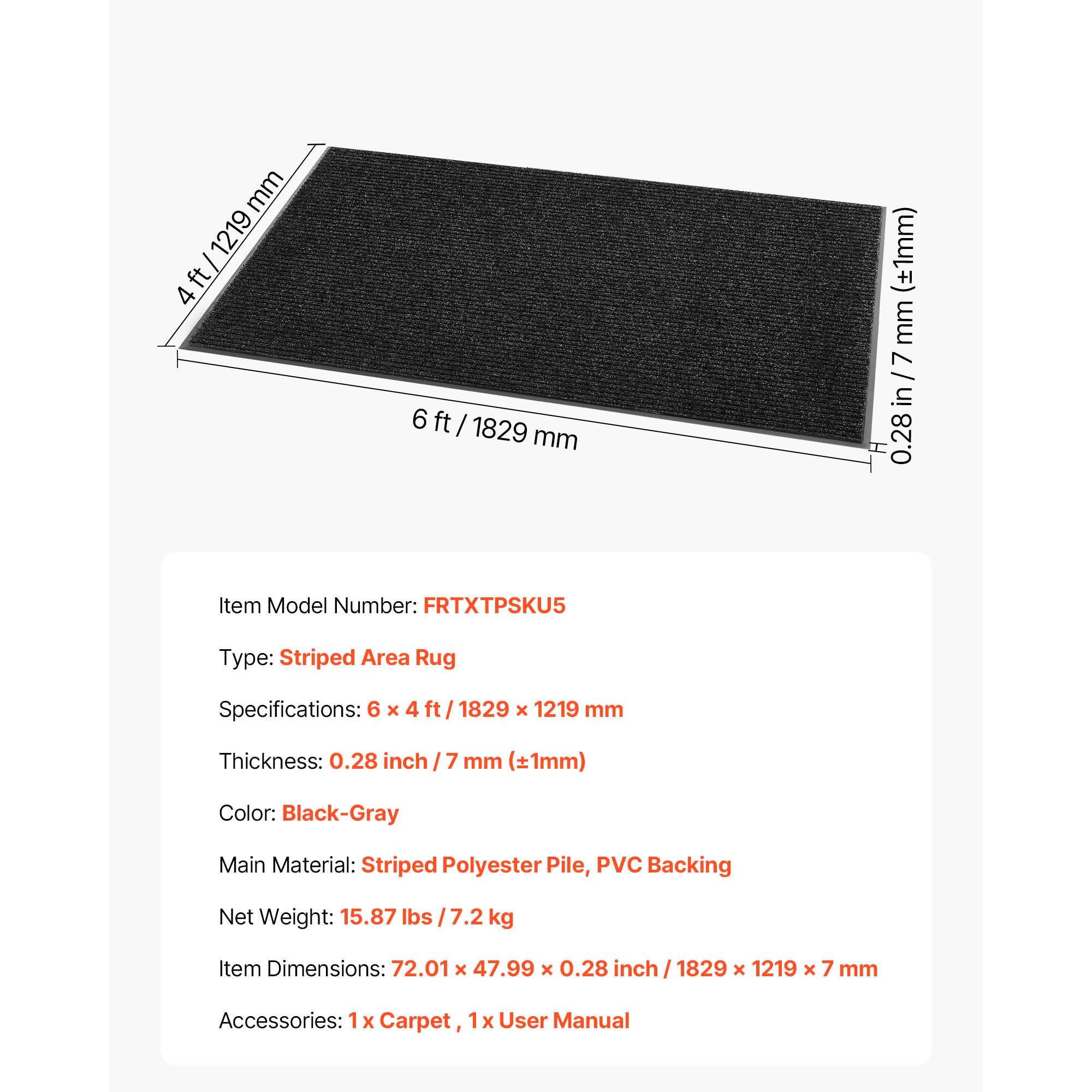 HONGGE Front Door Mat Commercial Floor Mat for Indoor and Outdoor Stylish Striped Industrial Carpet with PVC Backing
