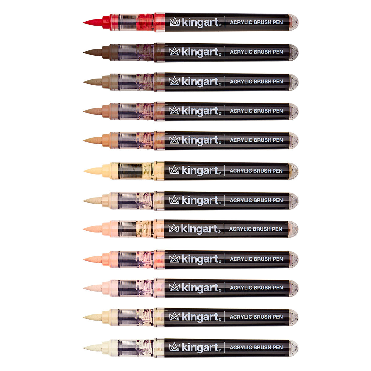 KINGART PRO Acrylic Brush Pens - 12 Portrait Colors