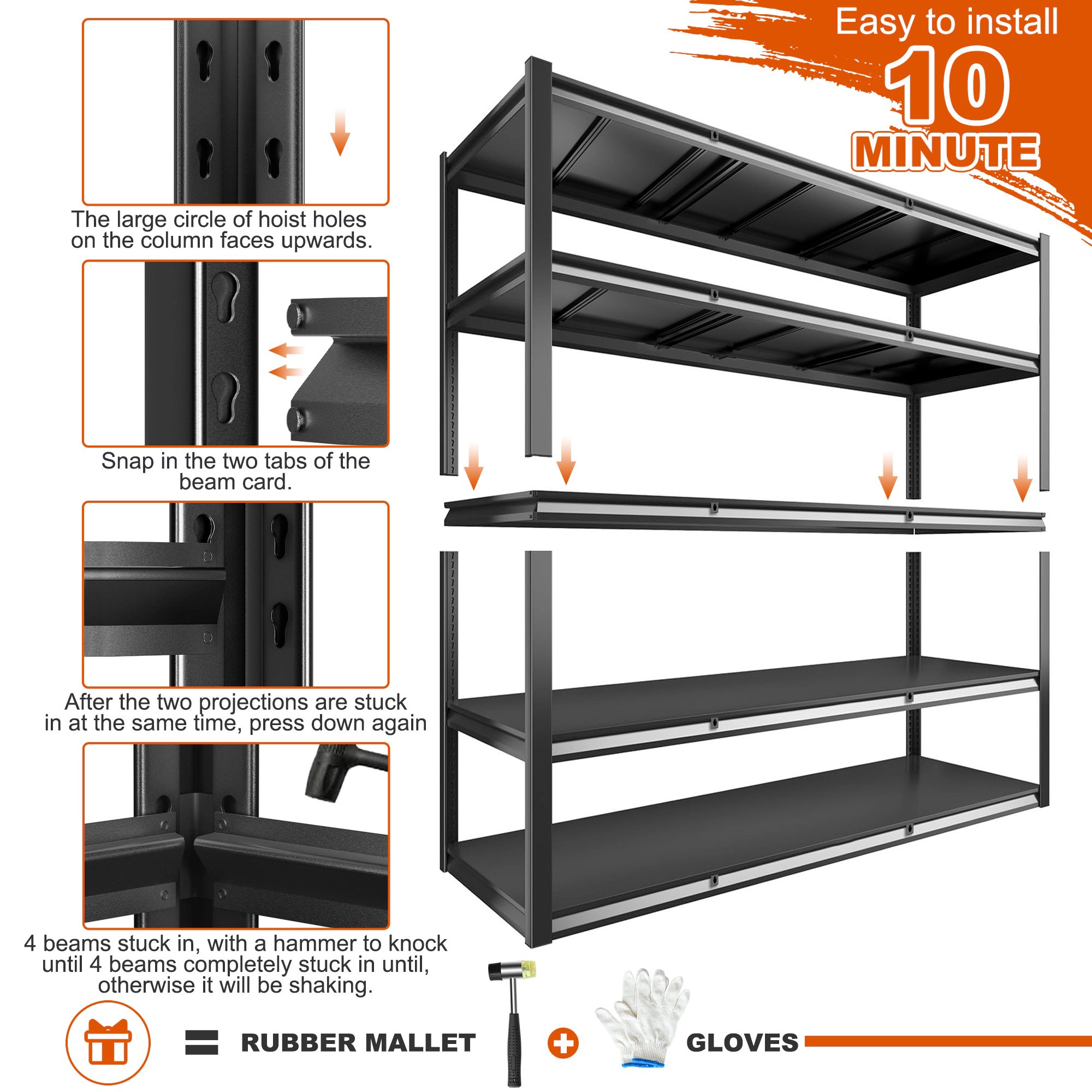 Flynama 5-Tier Freestanding Garage Shelving, Heavy Duty Steel, Adjustable