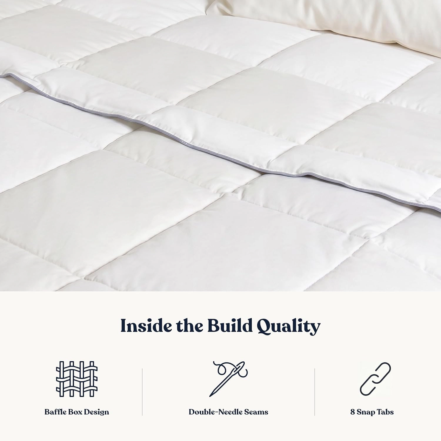 Delara 350 GSM Down Alternative Duvet Insert GOTS Organic Cotton Shell 300TC Sateen Microfiber Fill