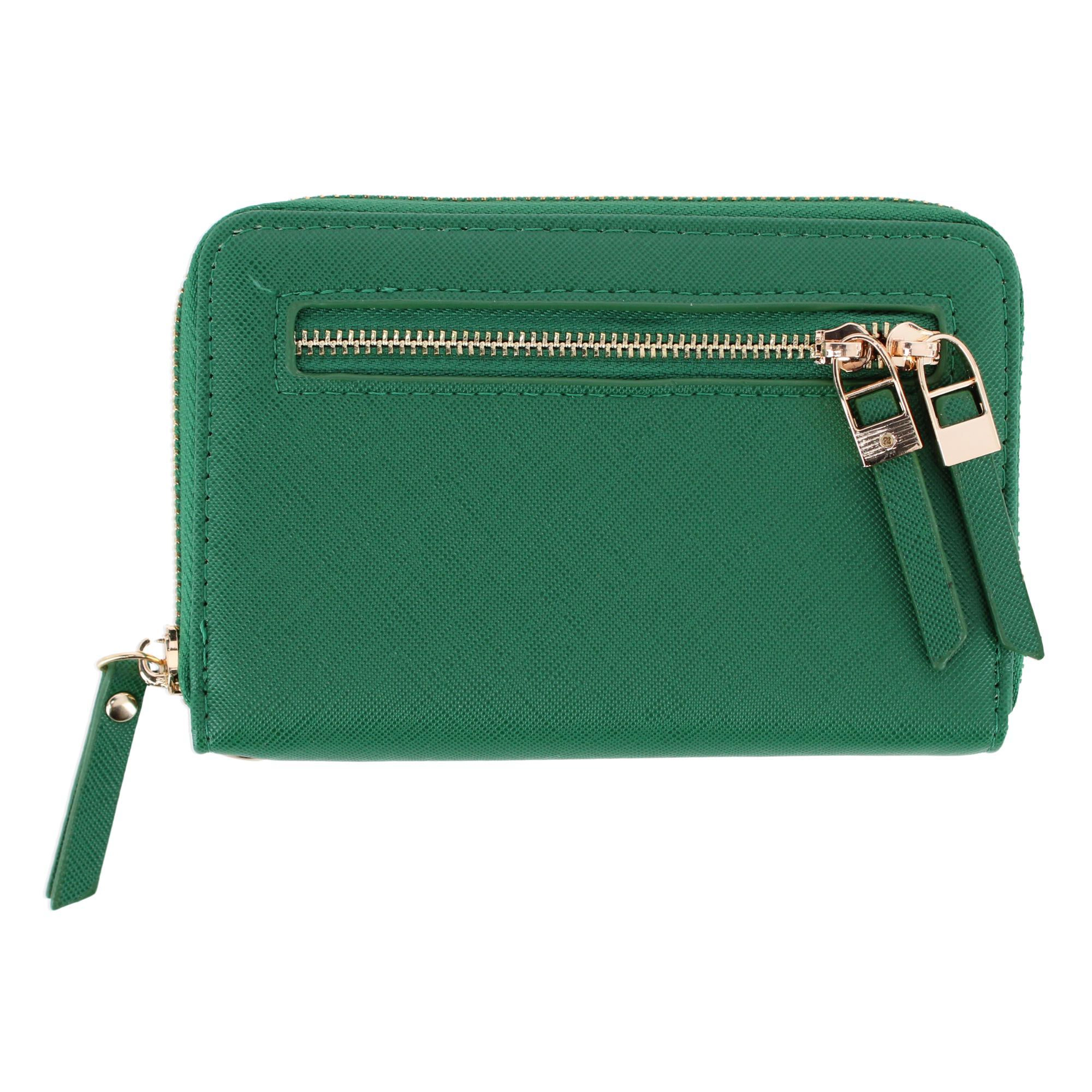 CTM Women's Premium Faux Leather Zip Around Wristlet Wallet