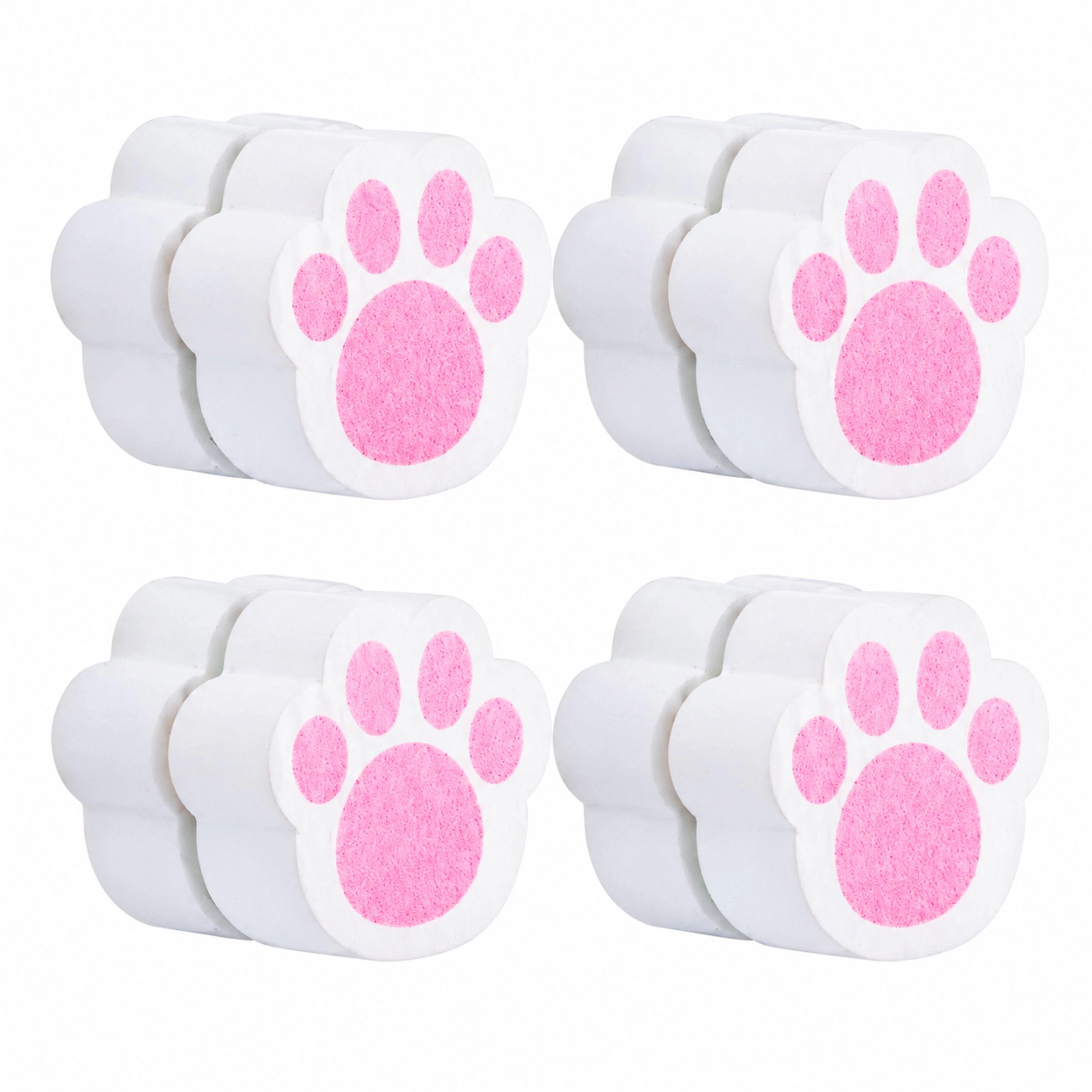 Home Collection Pack of 4 Cat Paw Glass Cleaning Brush Adhesive Mirror Wipe Sponge