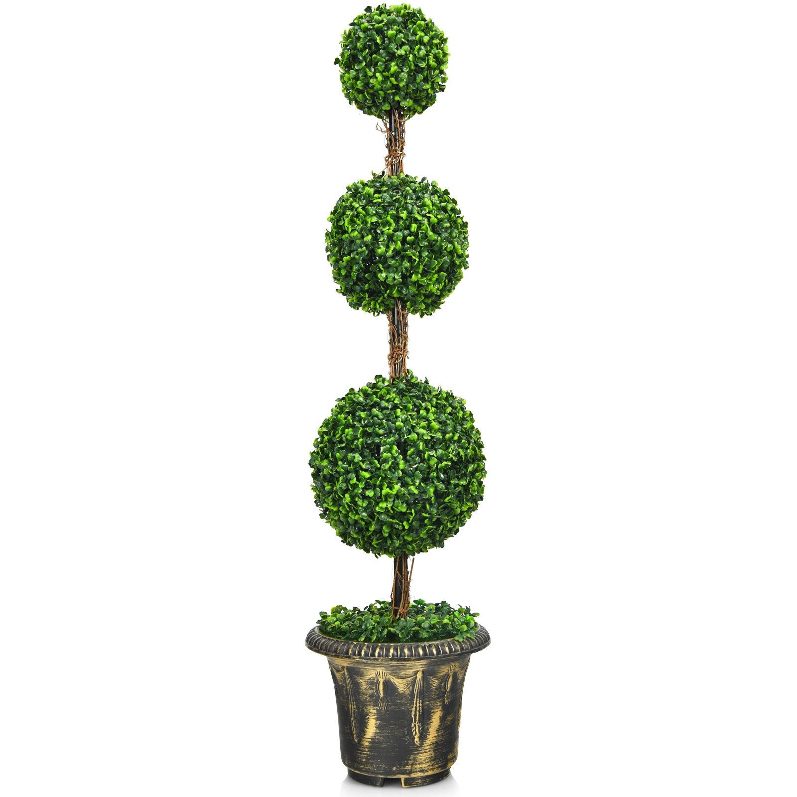 Slickblue Artificial Green Topiary Tree 48in Potted Faux Plant for Entryway Porch and Patio