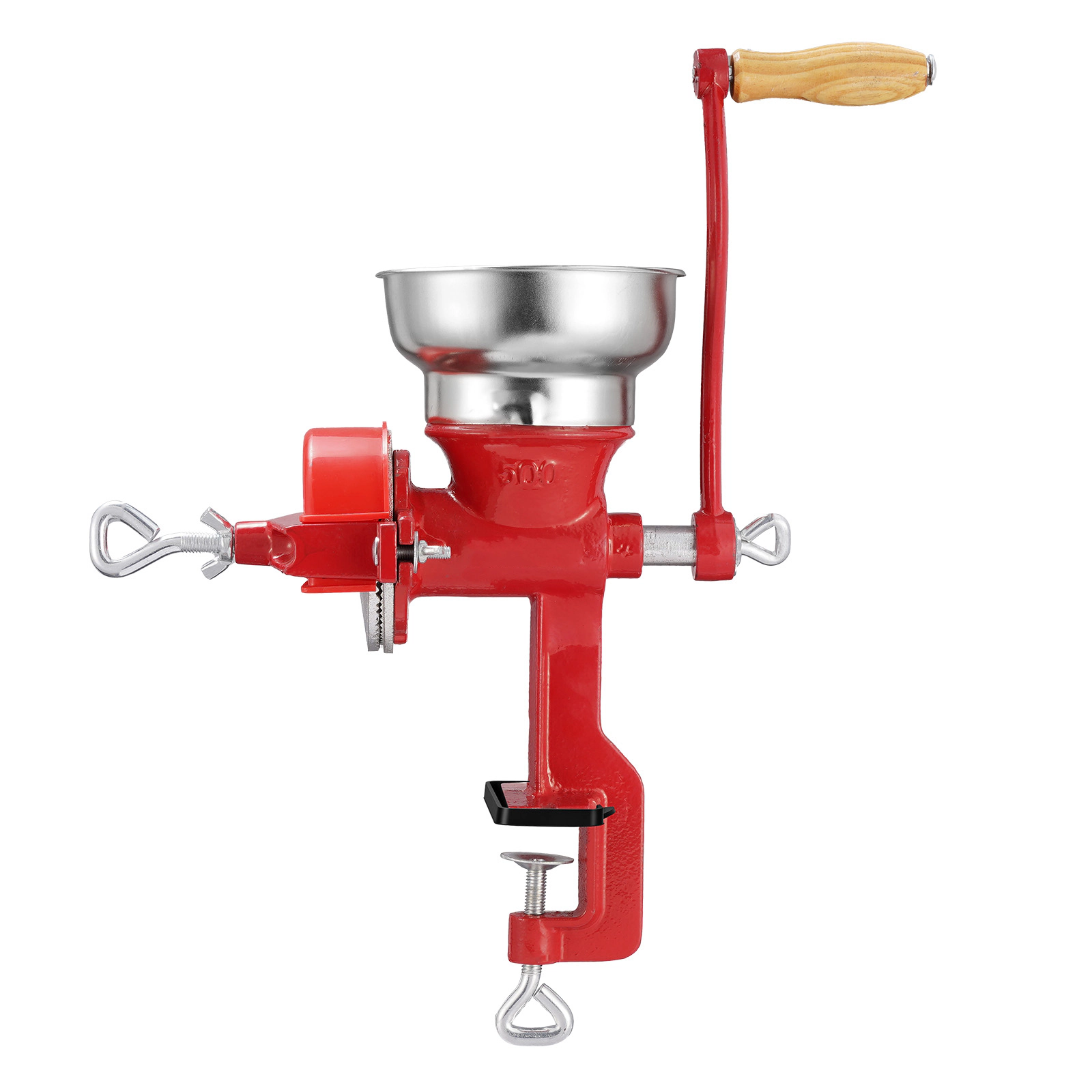 HONGGE Manual Grain Mill with Hopper, Hand-Crank Corn Grinder, Heavy Duty Cast Iron Wheat Grinding