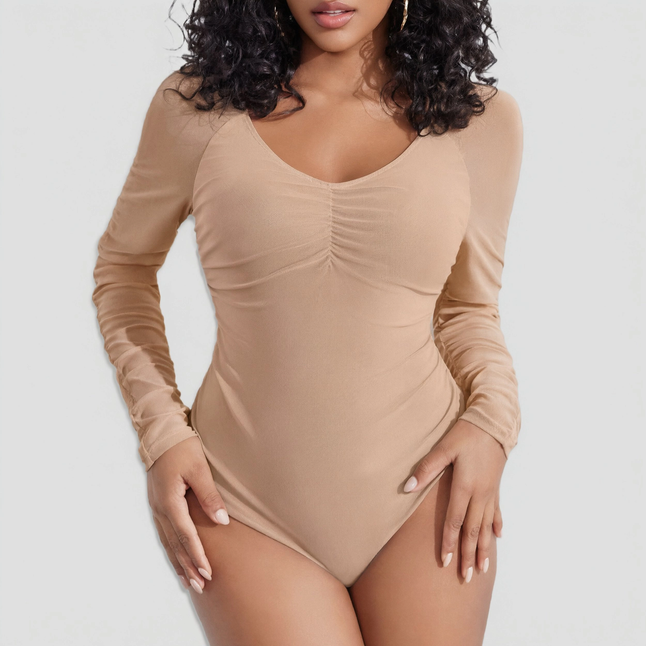 Avidlove Women's V Neck Long Sleeve Shapewear Bodysuit