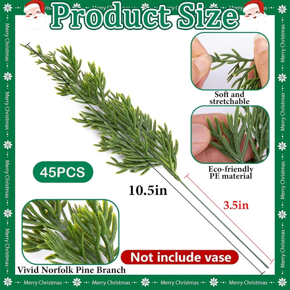Novsight Trading Unisex Artificial Pine Branches with Red Berries 60-Piece Set