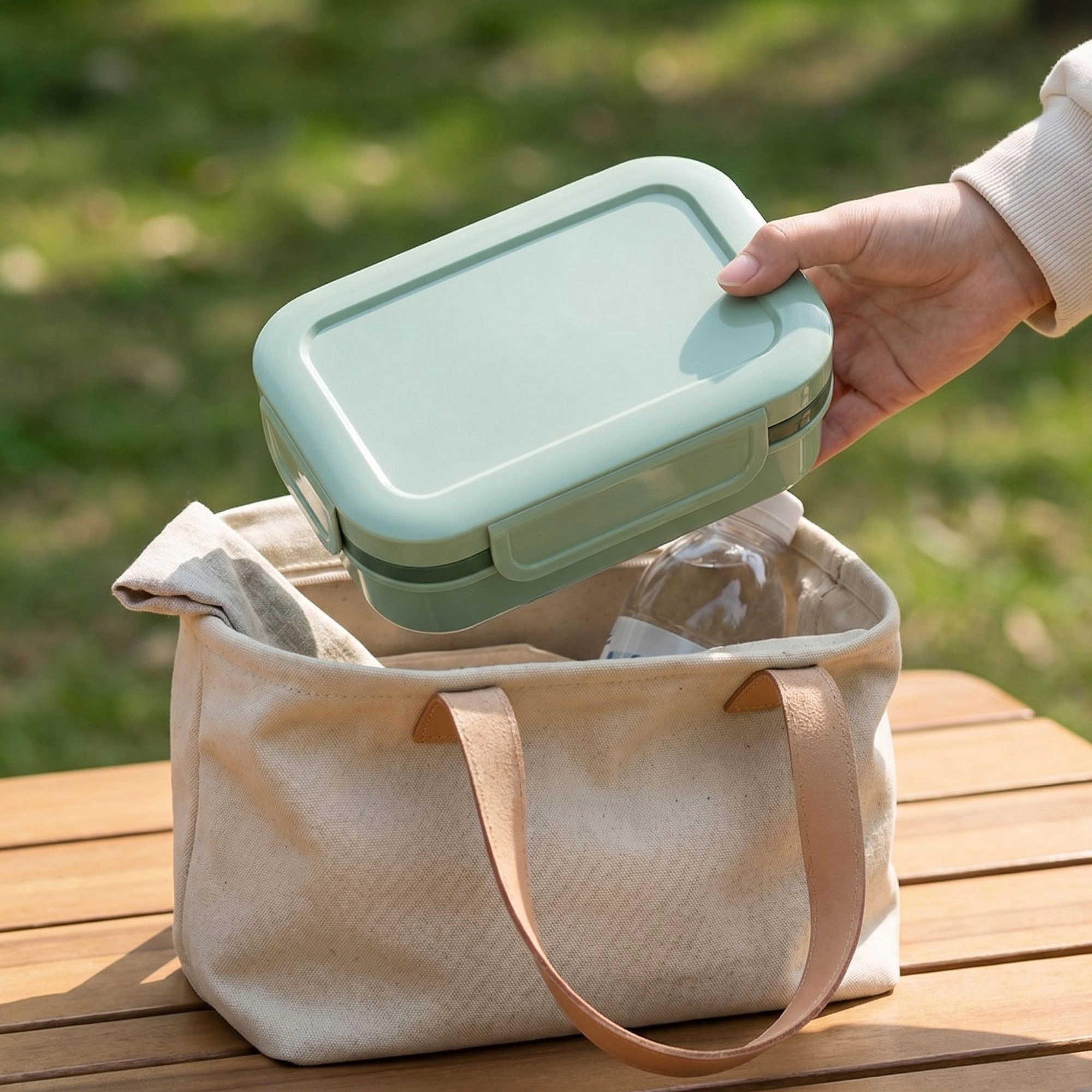 Alilang Women Bento Lunch Box Plastic Food Container with Compartments Leak Resistant Lid Meal Prep Storage 9.3x3x6.4