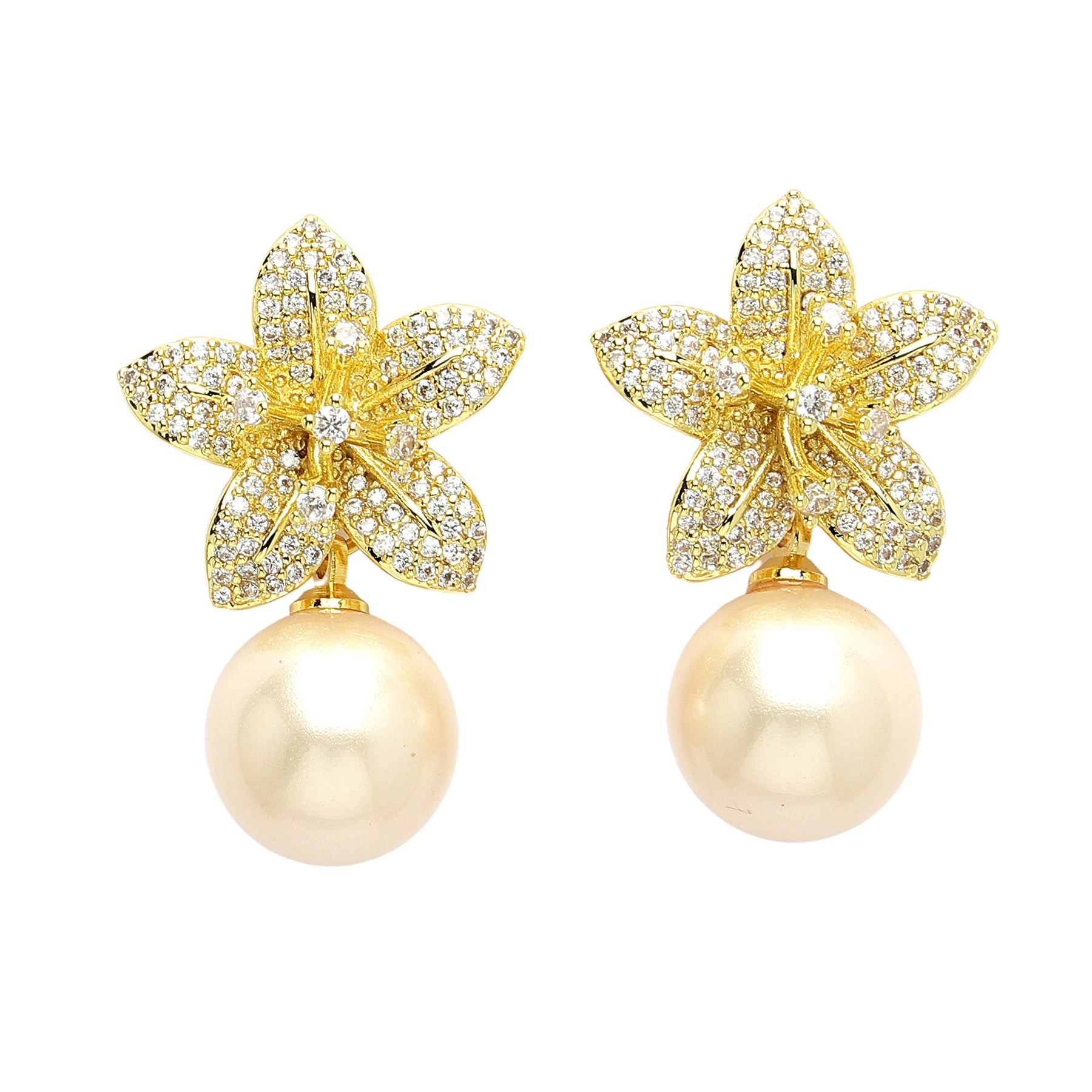 AGP PARIS Womens Diva Collection Elegant Cubic Zirconia Floral Drop Earrings