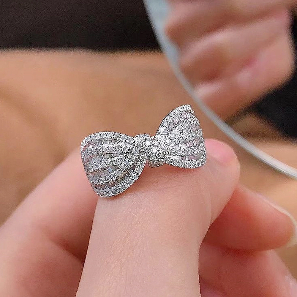 Luxury Niche Bow Rings for Women Simple Finger Rings
