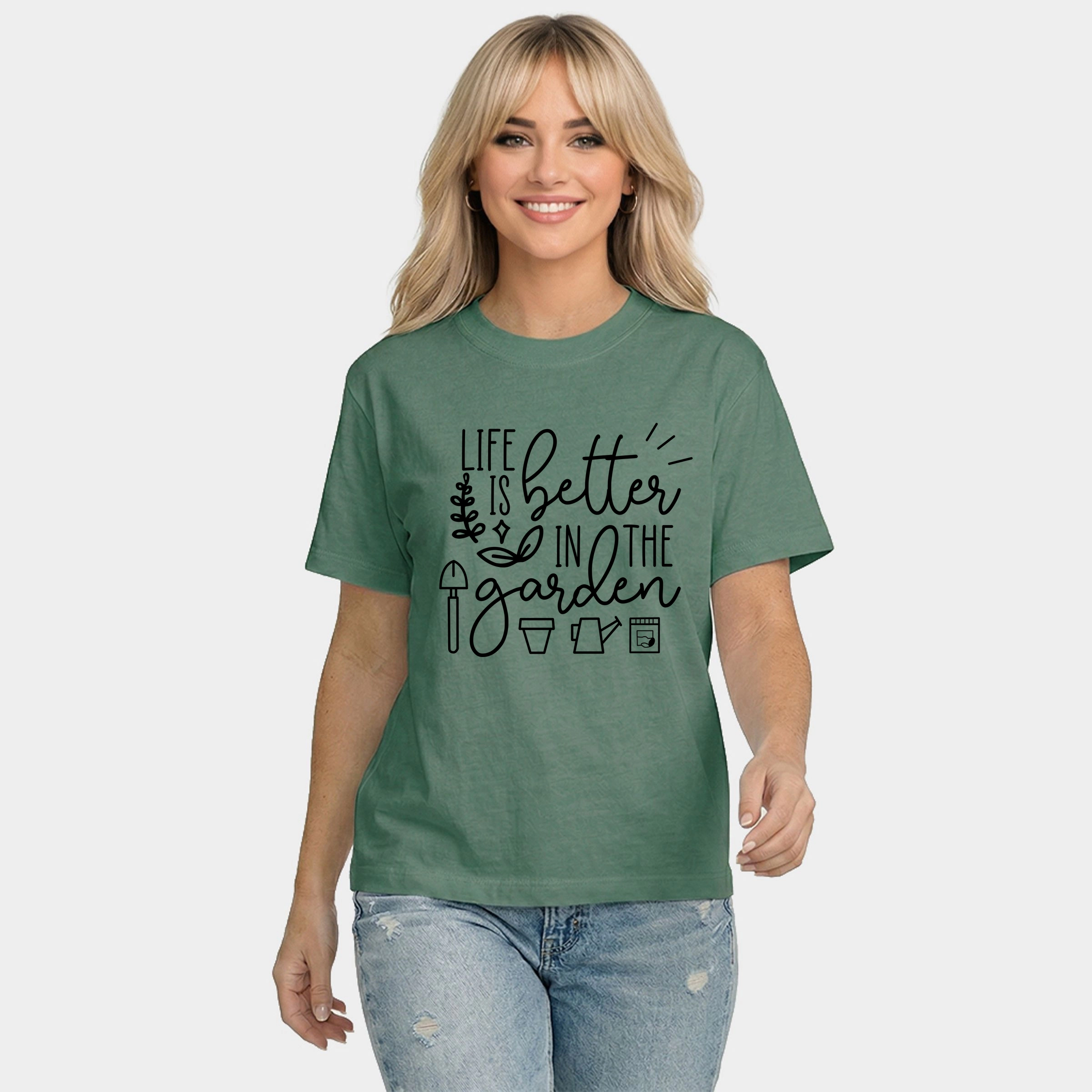 Simply Sage Market - Life Is Better The Garden Women's Relaxed Boxy Tee