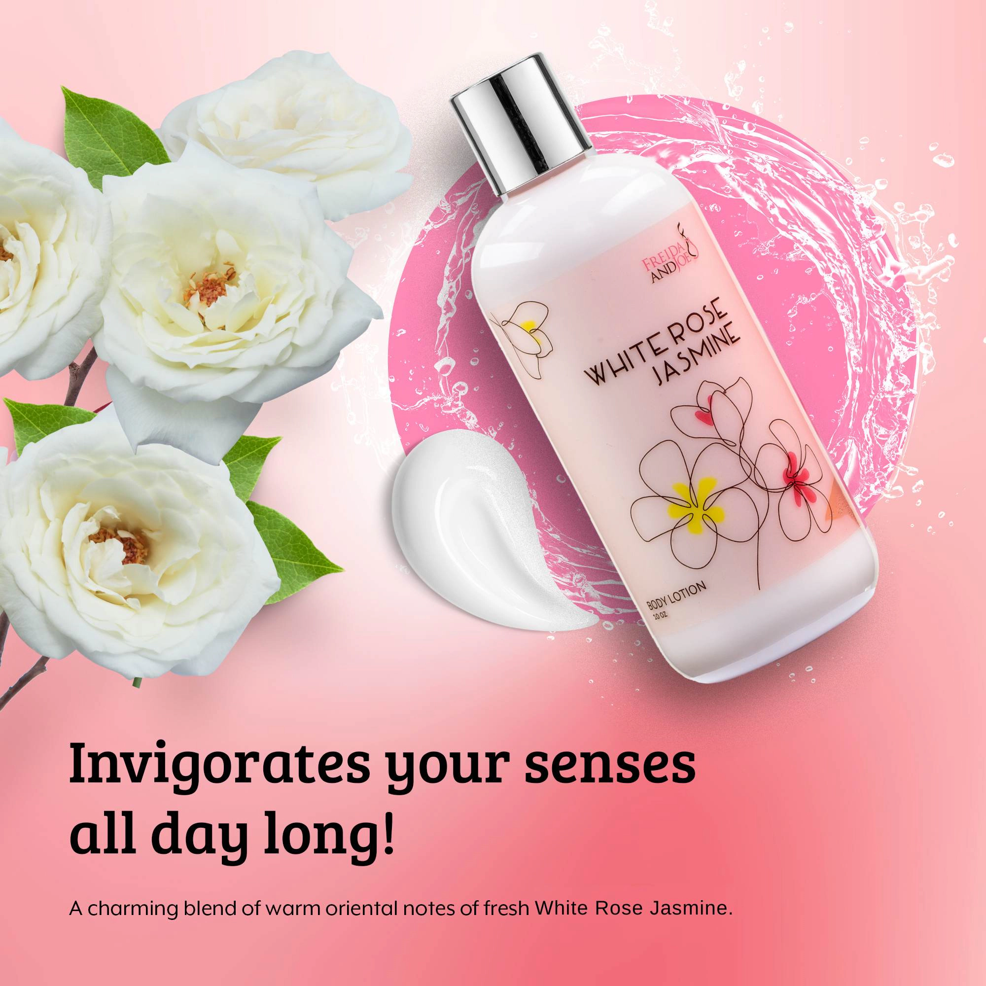 Freida and Joe Womens 10oz Deep Moisturizing Fragrance Body Lotion & 8 oz in White Jasmine Scent