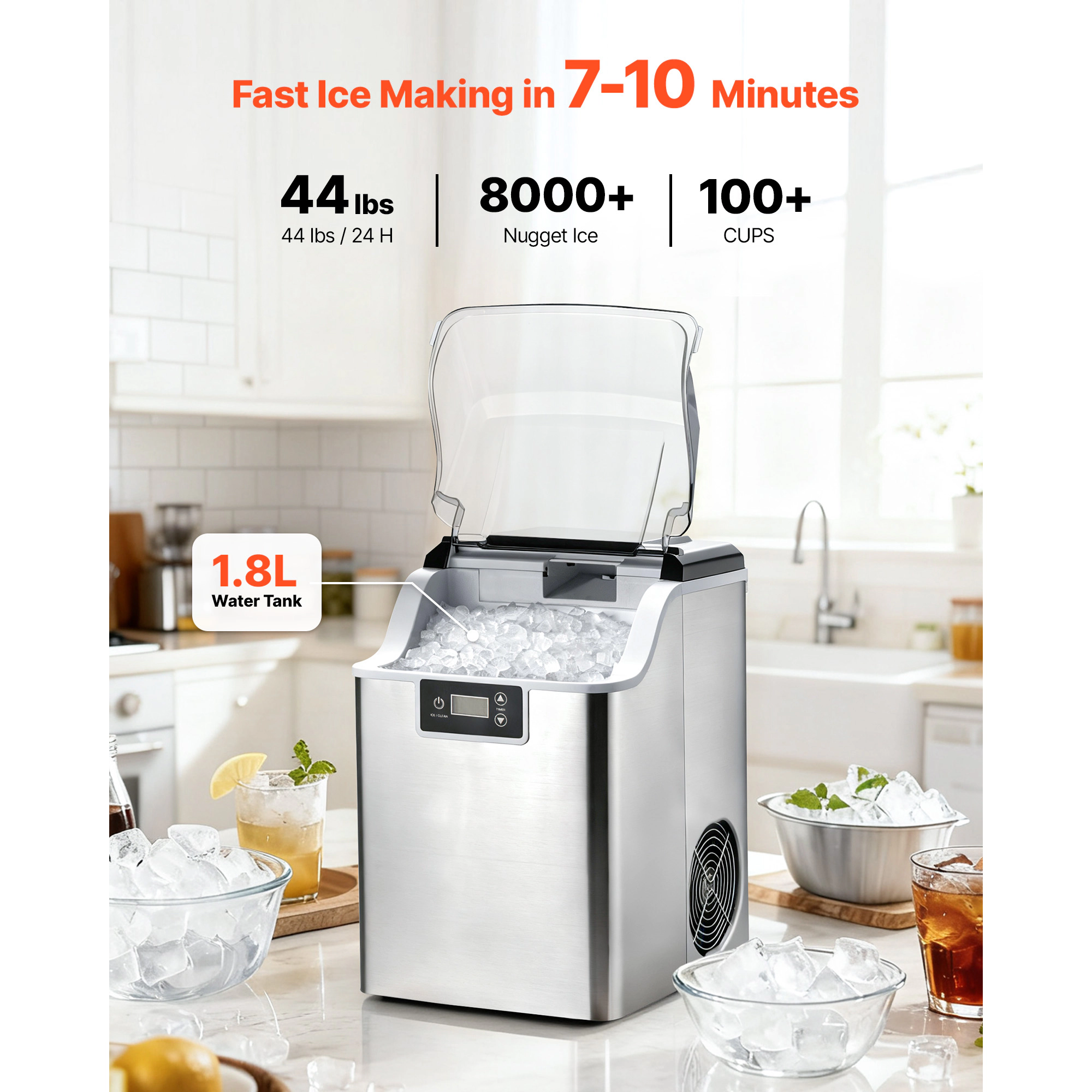 HONGGE Countertop Ice Maker Self-Cleaning Portable with Scoop for Home Kitchen Office Bar & Party