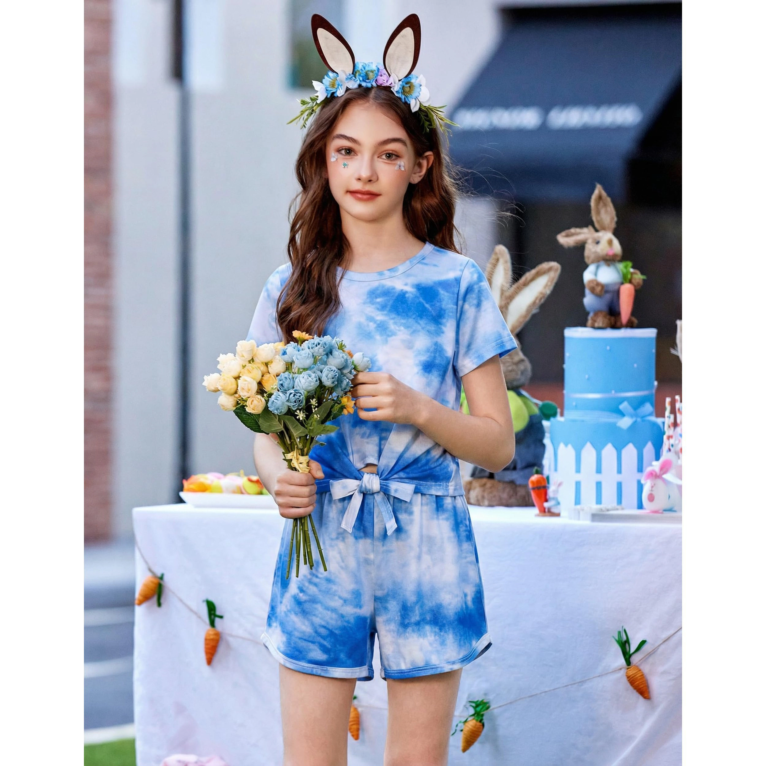 Arshiner Girls Piece Outfits Summer Clothes Short Sleeve Tops And Paperbag Waist Shorts Set Cut